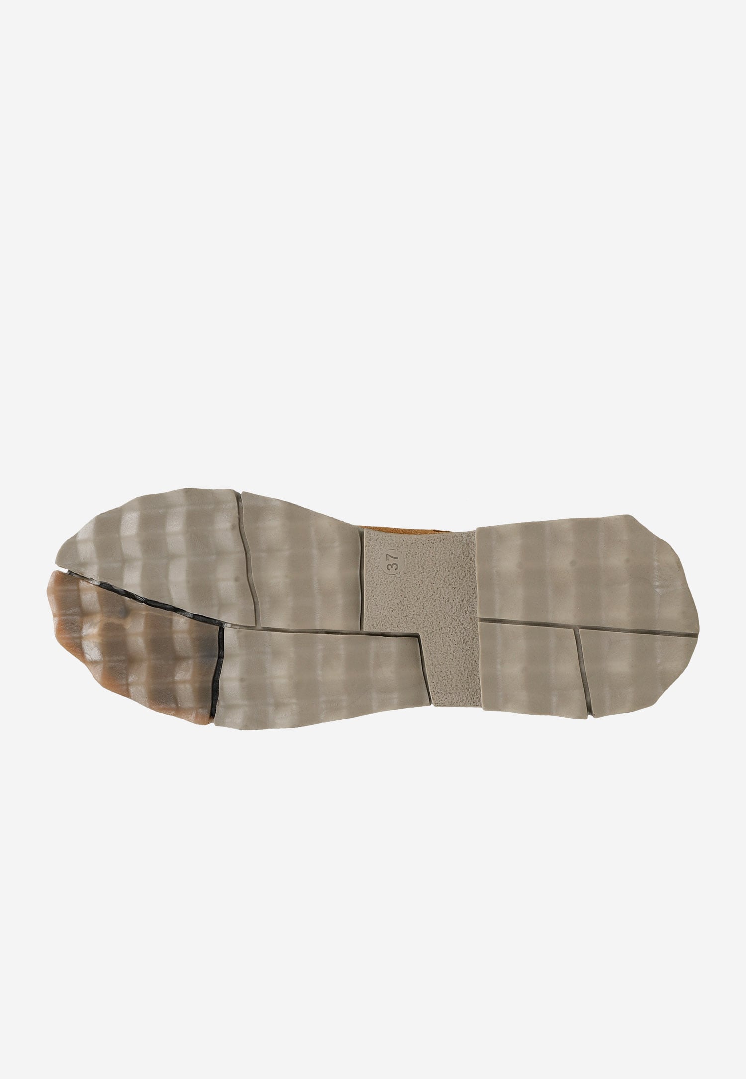 Jasnobrązowe designerskie sztyblety z ciekawą podeszwą