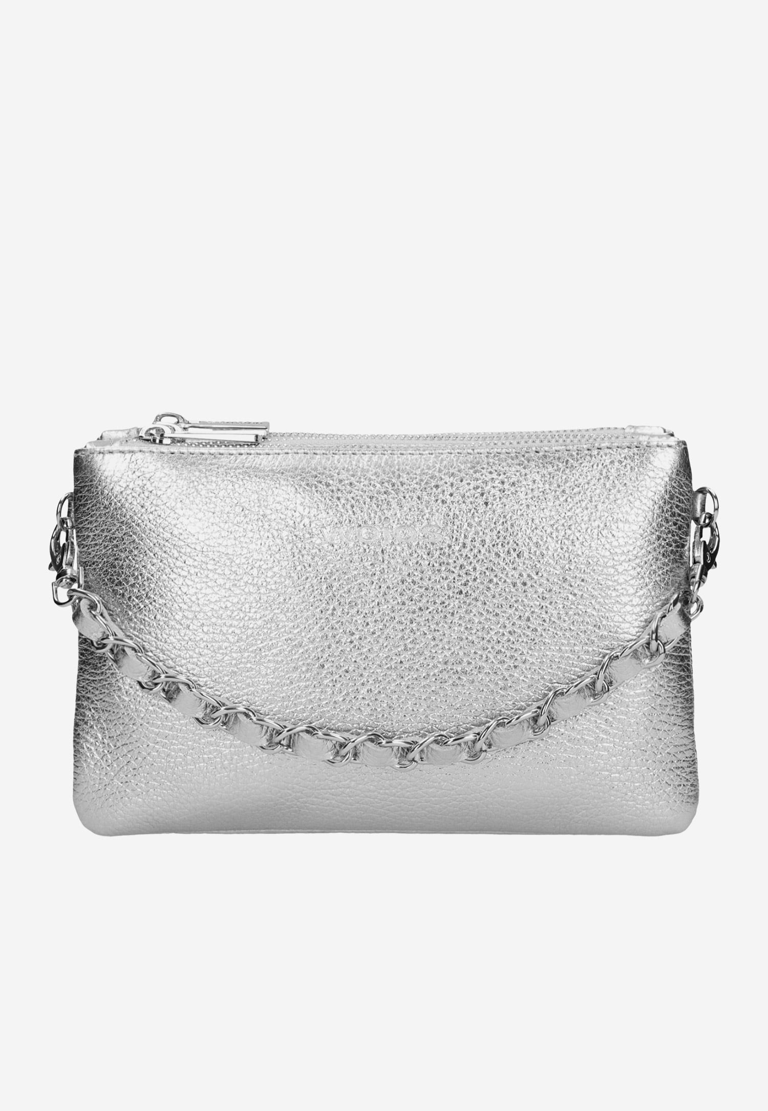 Mała złota torebka damska z ozdobnym łańcuszkiem