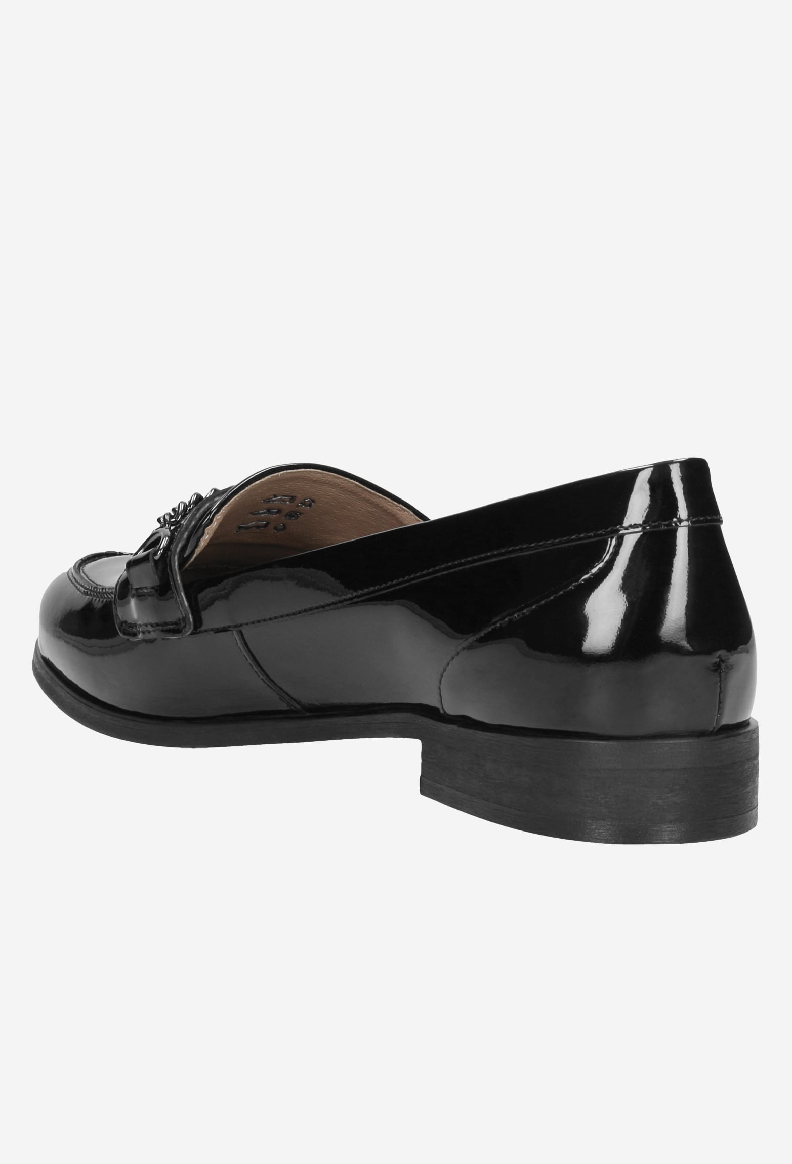 Granatowe mokasyny damskie ze skóry lakierowanej