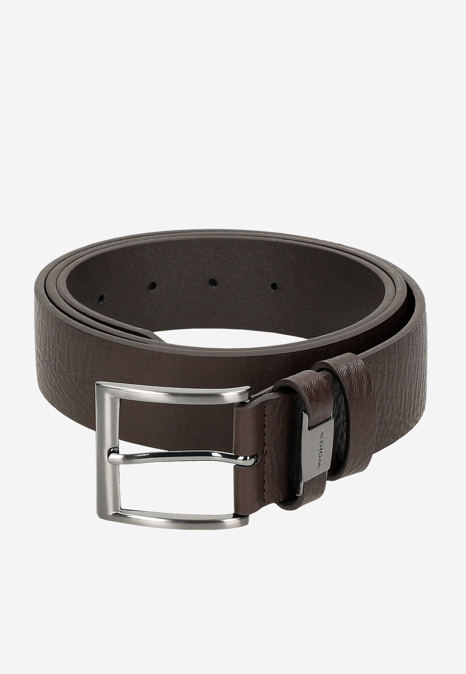 Ciemnobrązowy pasek męski ze szlufką z logo