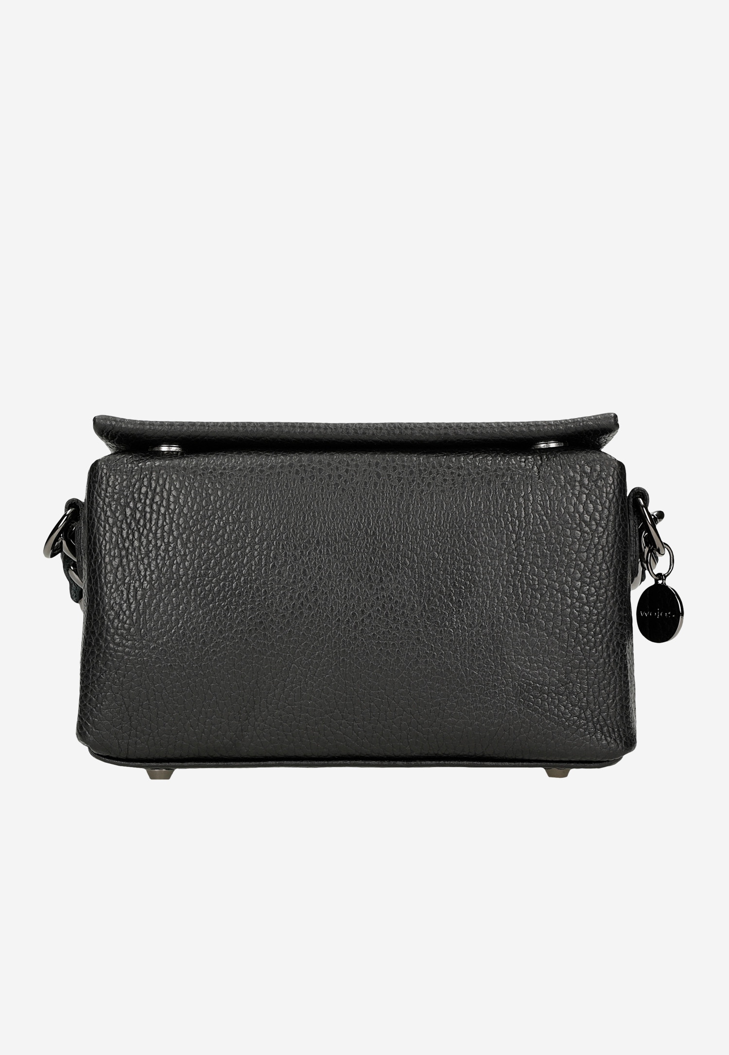 Mała skórzana torebka damska z ozdobnym łańcuszkiem