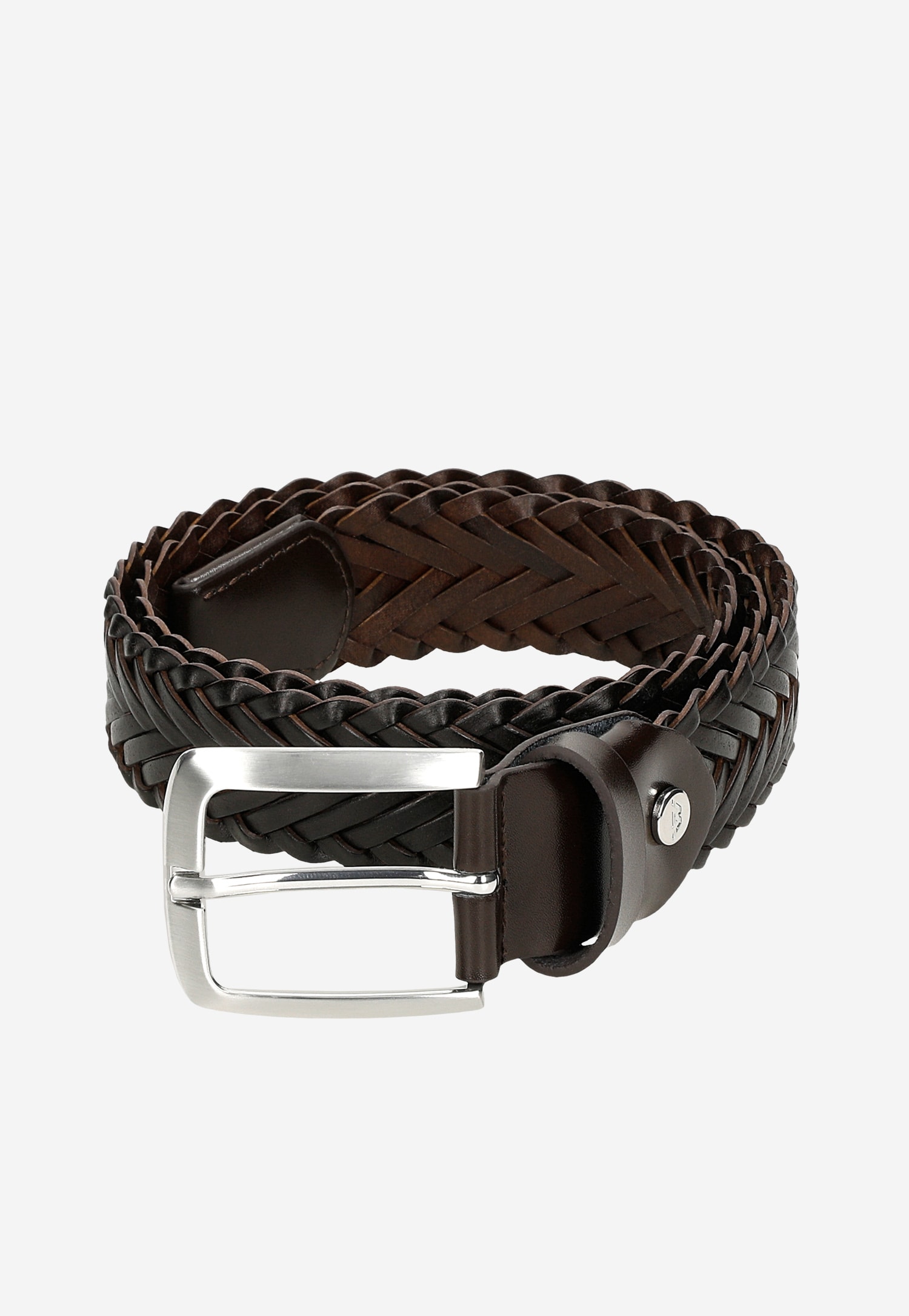 Brązowy skórzany pasek damski pleciony