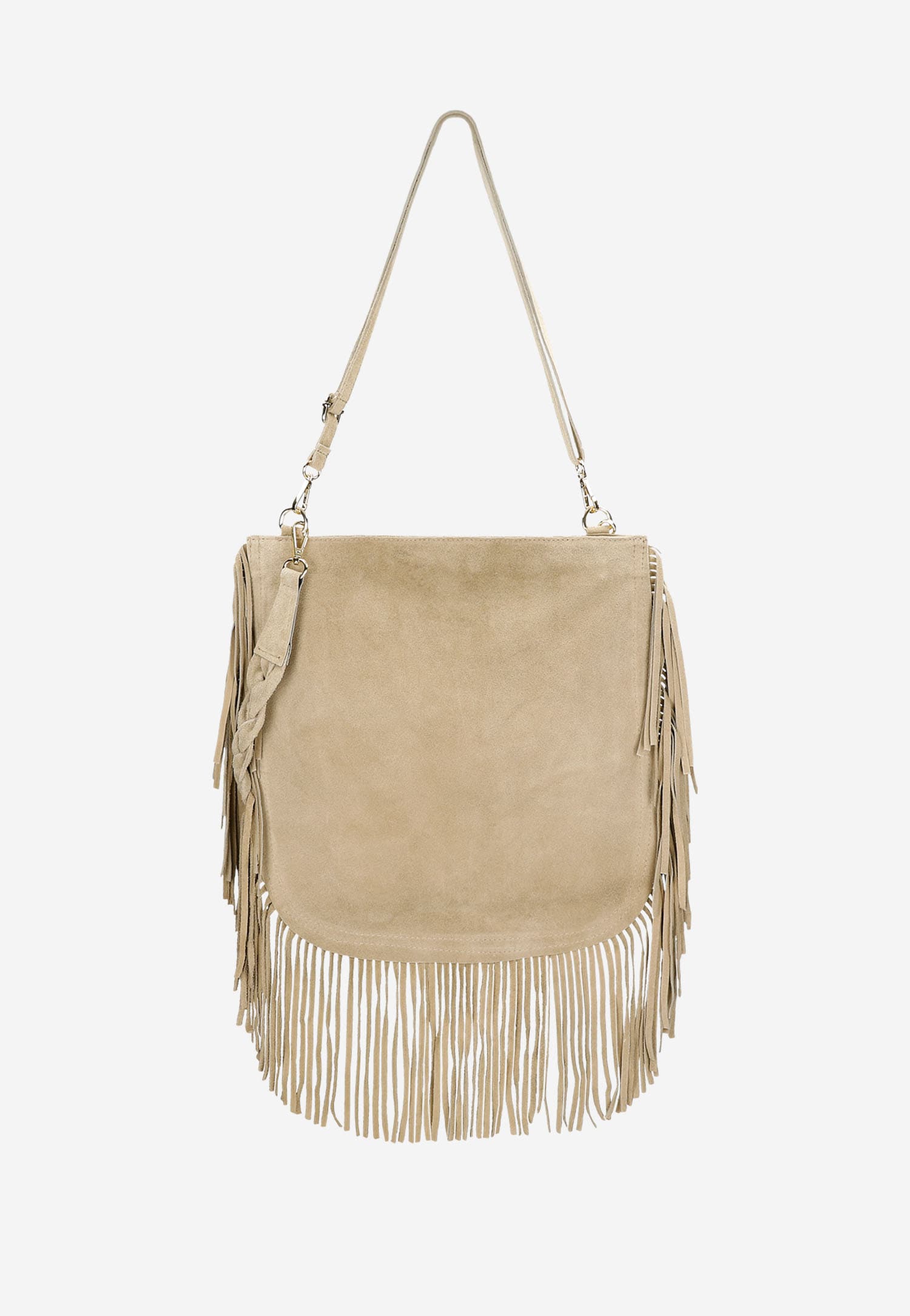 Czarna shopperka z ozdobnymi frędzlami