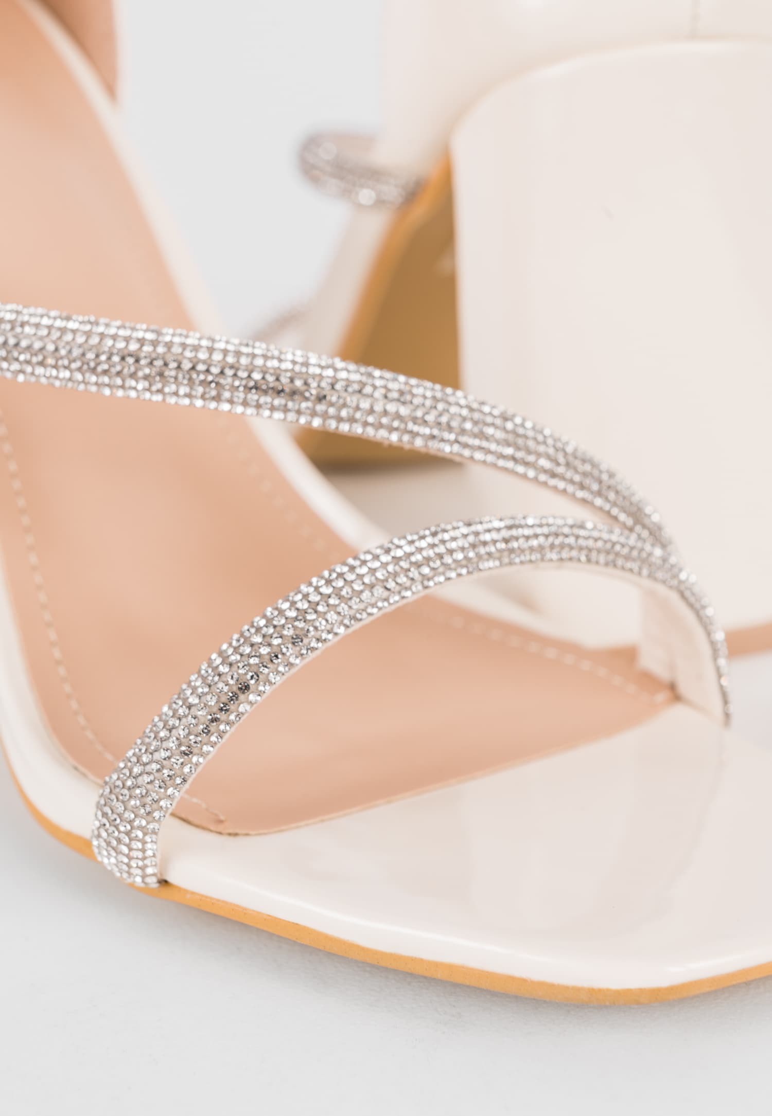 WJS złote sandały damskie z kryształkami na słupku