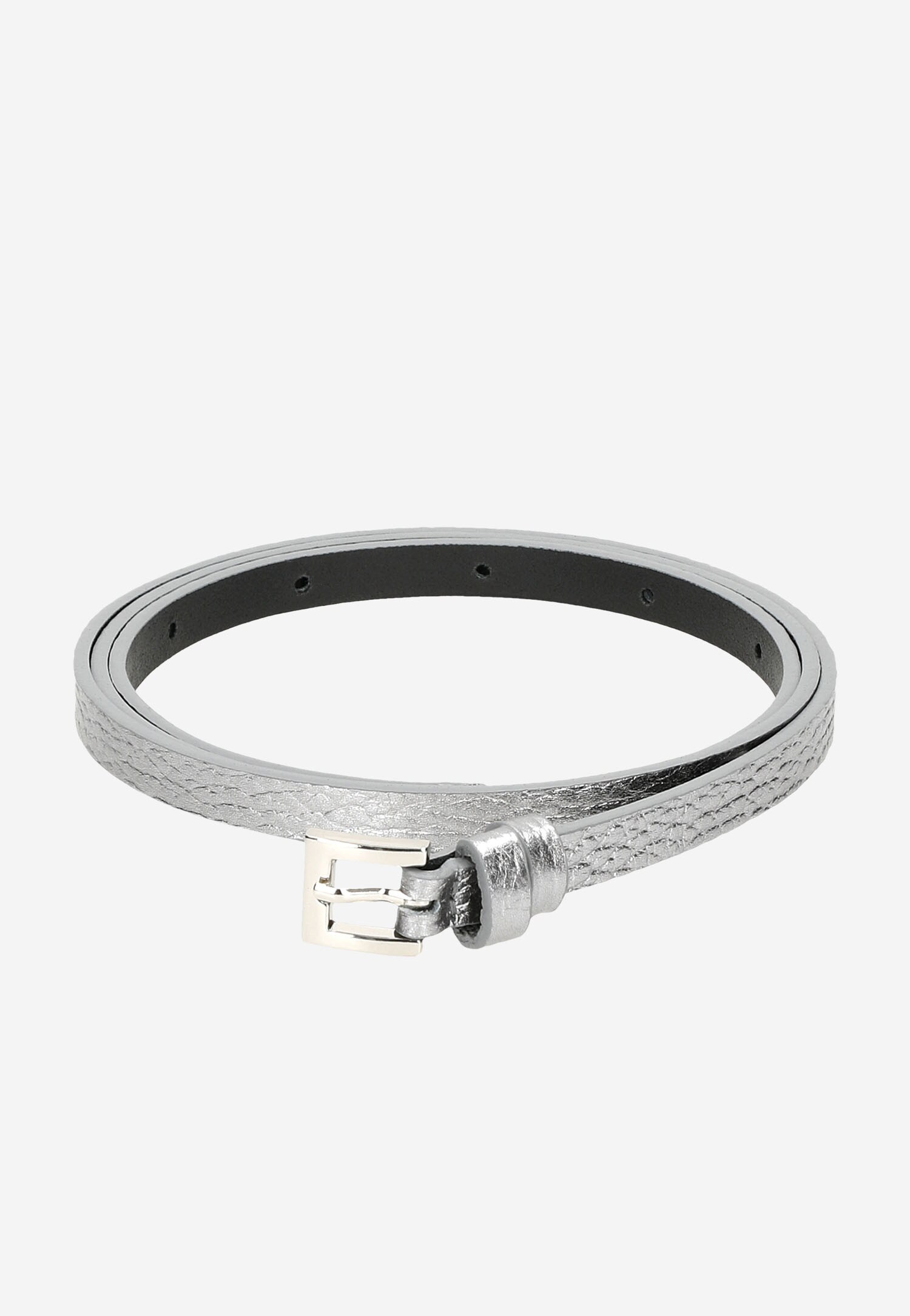 Wąski pasek damski w kolorze srebrnym