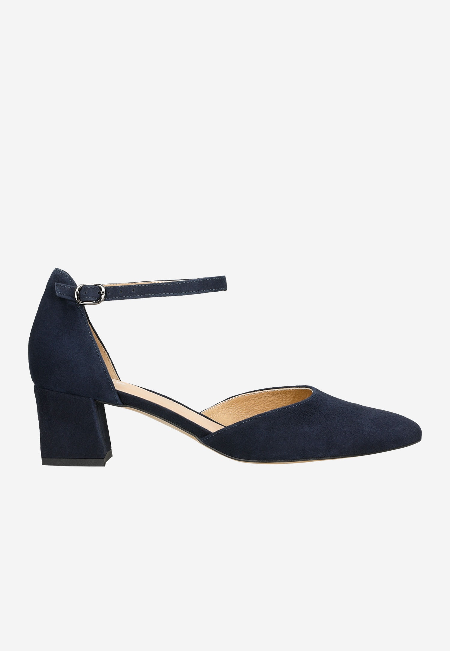 Złote czółenka damskie na niskim słupku