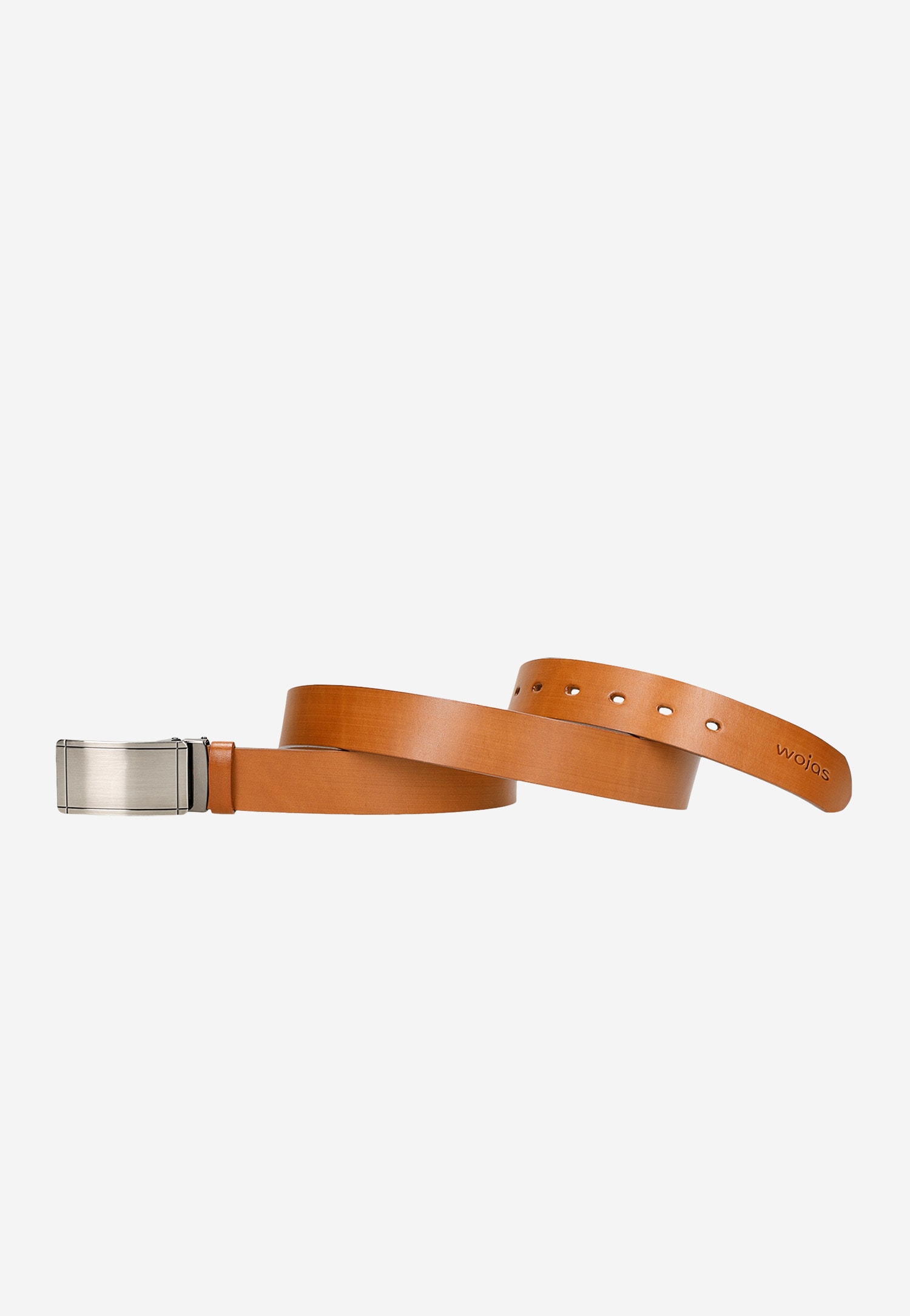 Jasnobrązowy pasek męski z pełną srebrną klamrą