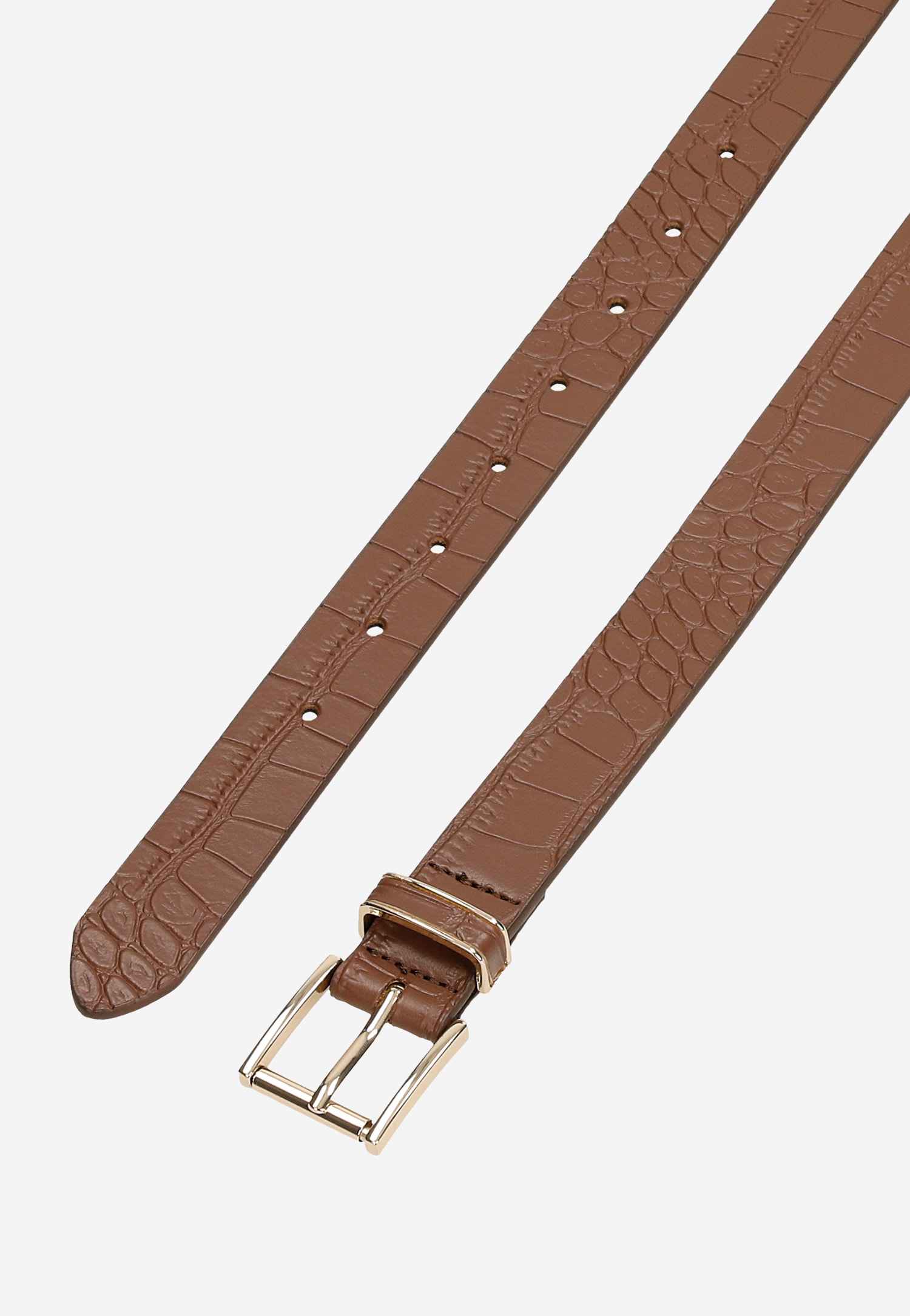 Brązowy pasek damski z efektownym tłoczeniem