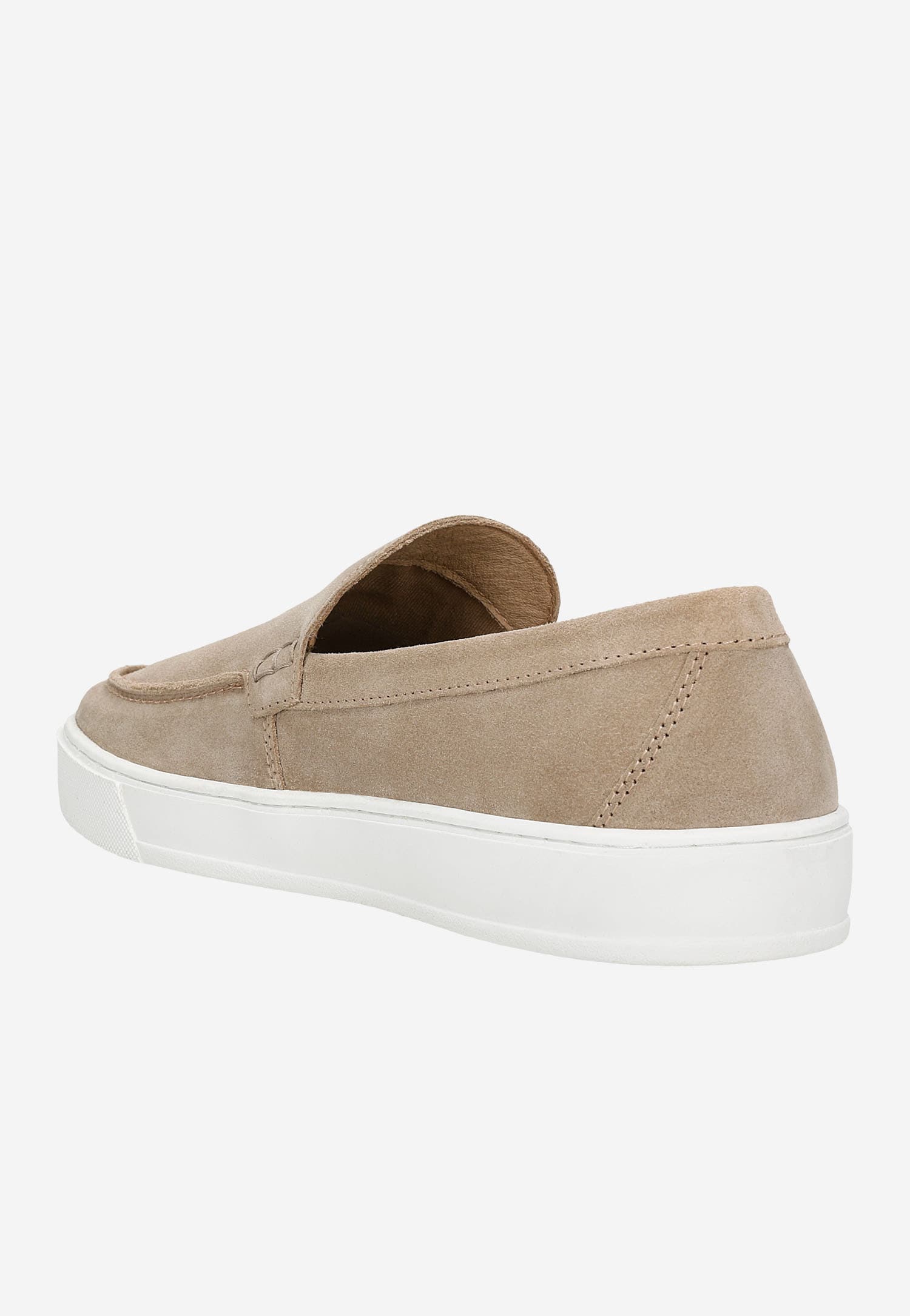 Beżowe mokasyny męskie z dwoiny welurowej