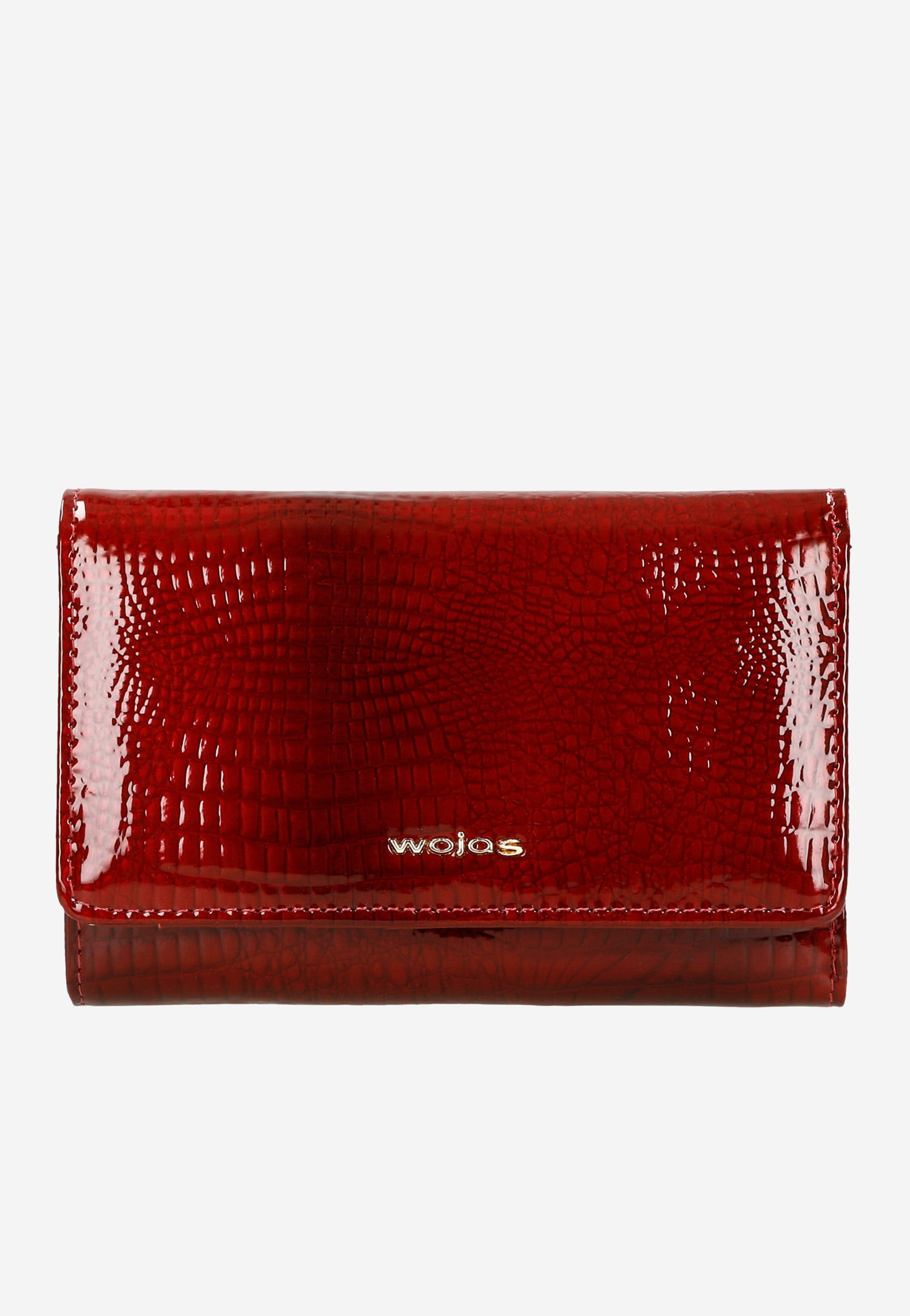Czerwony lakierowany portfel damski z tłoczeniem