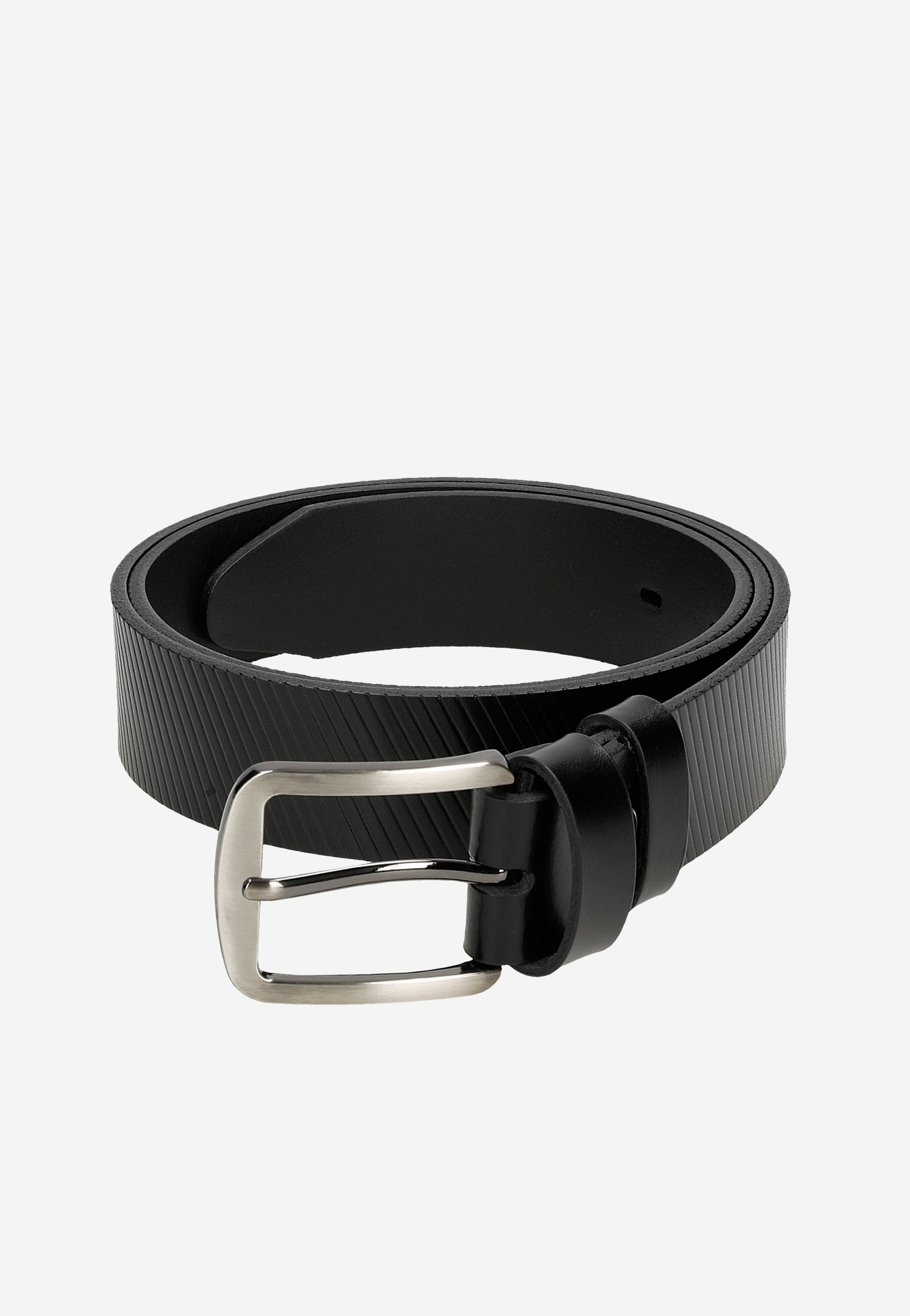 Czarny skórzany pasek z ozdobnym tłoczeniem