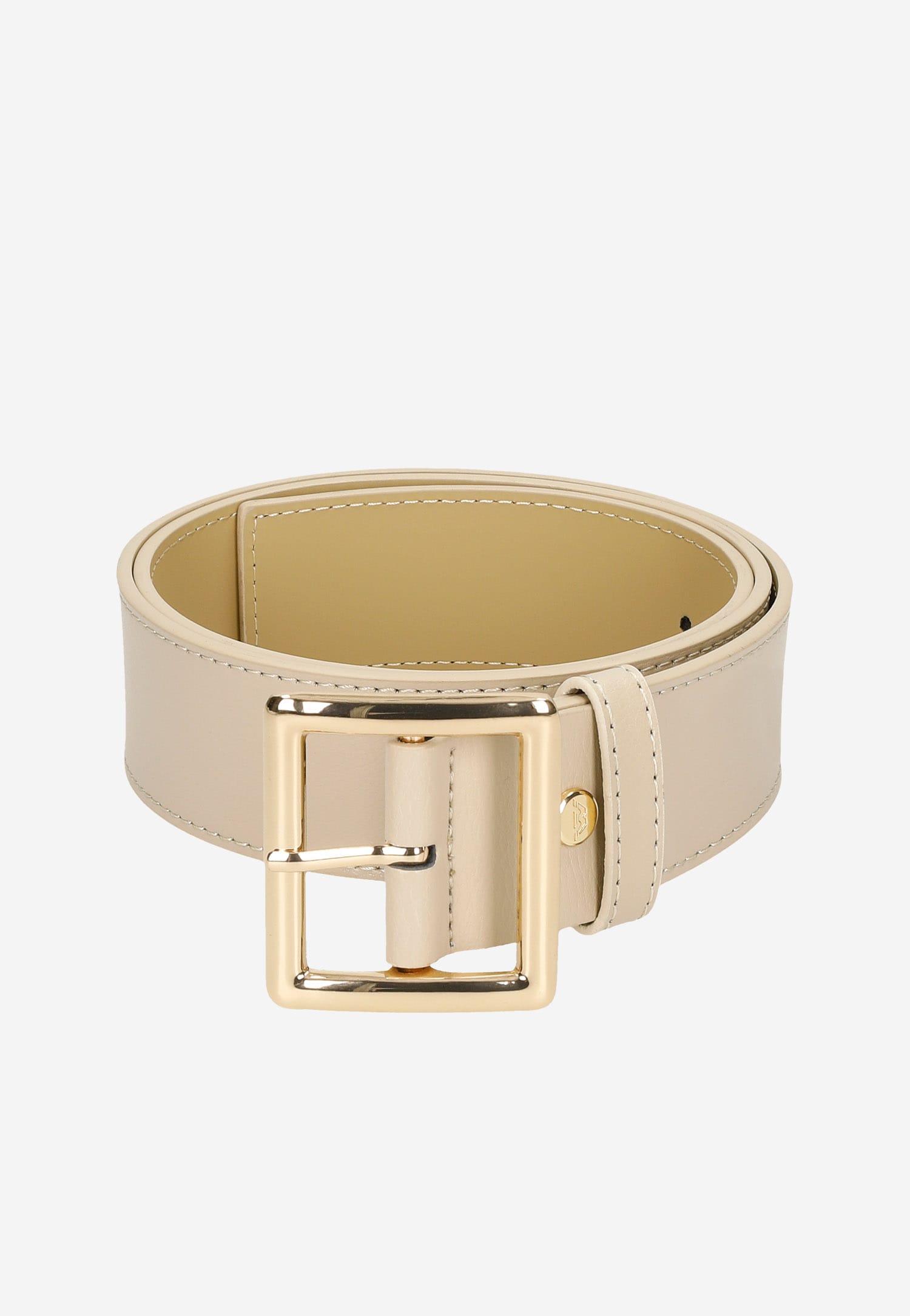 Czarny skórzany pasek damski ze złotą klamrą