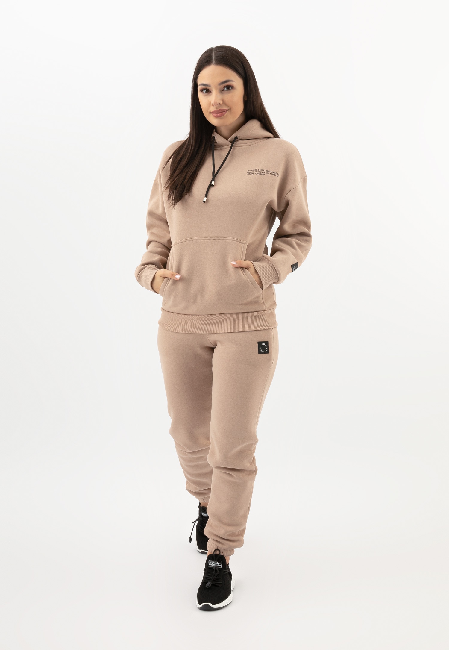 RELAKS białe spodnie damskie z marszczonym ściągaczem