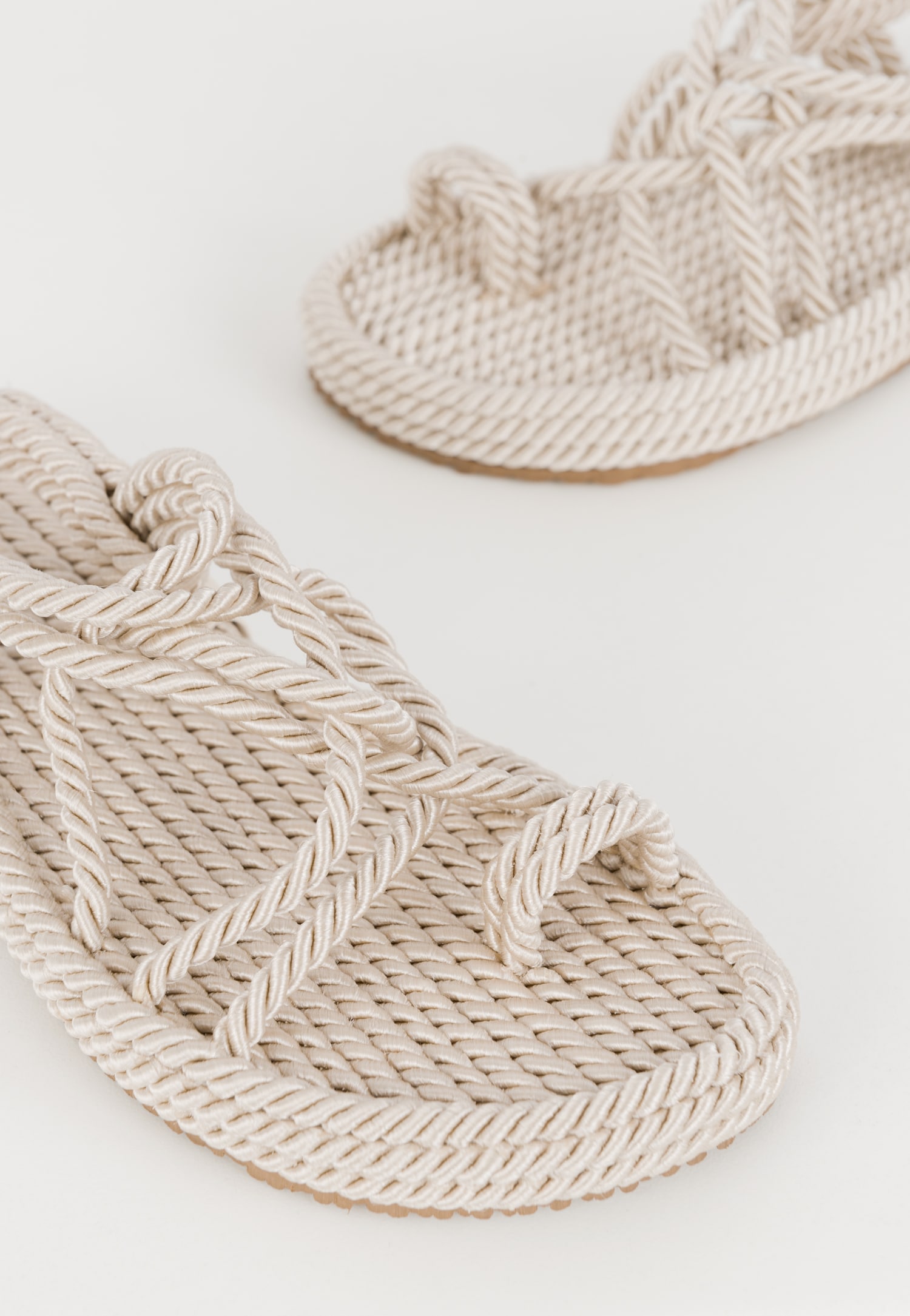 WJS beżowe sandały damskie ze sznurków