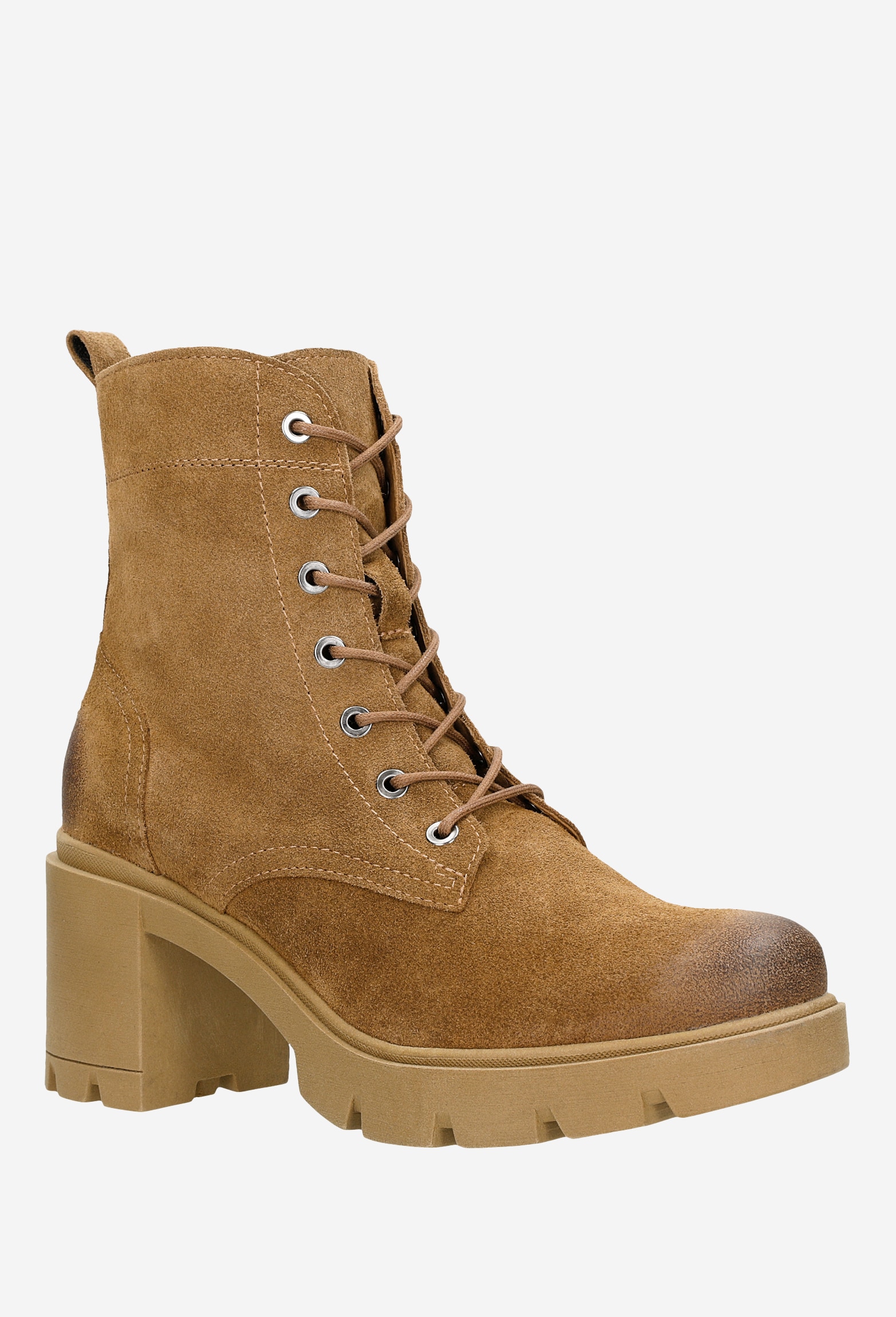 Czarne ocieplane trzewiki damskie na słupku