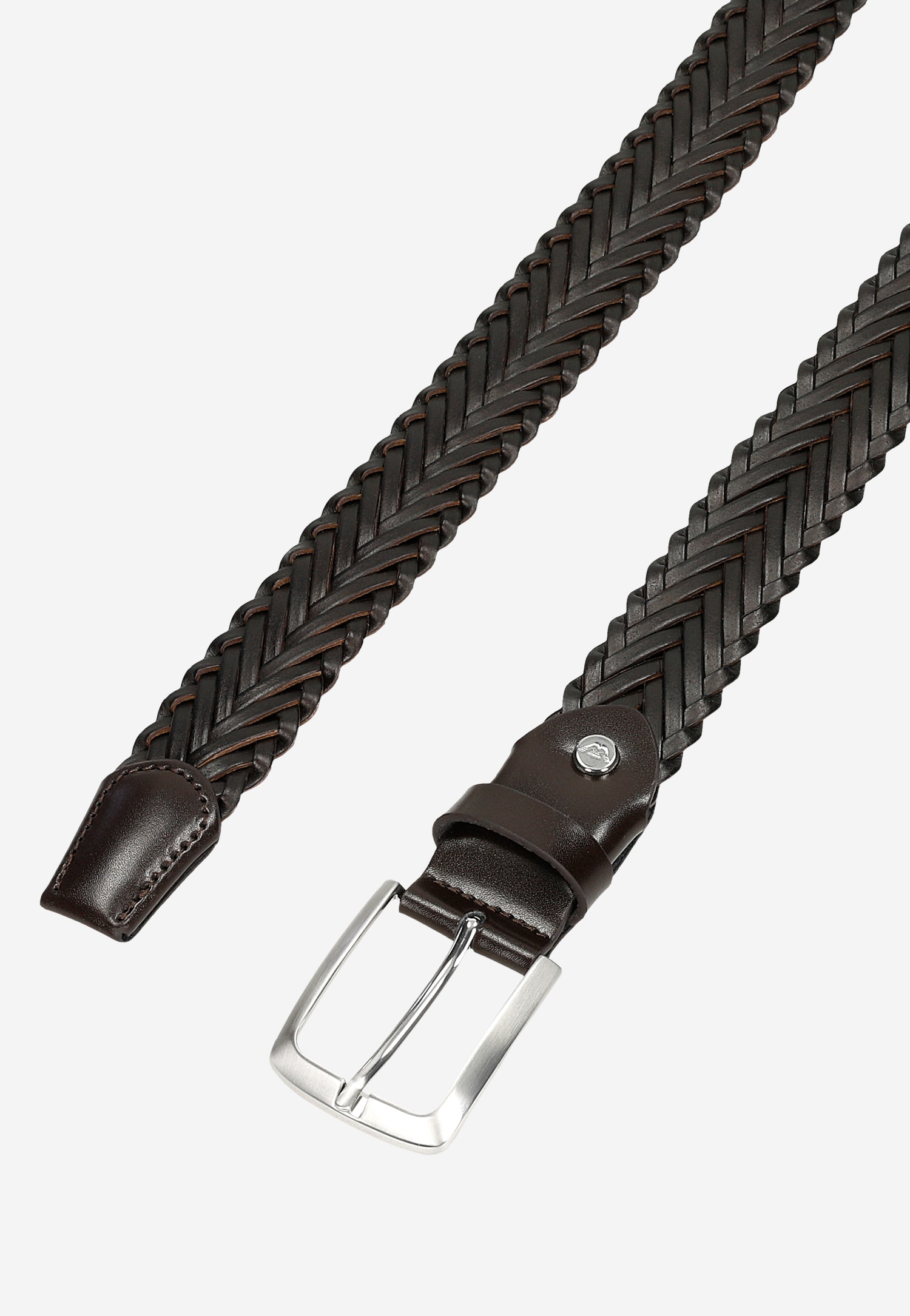 Brązowy skórzany pasek damski pleciony