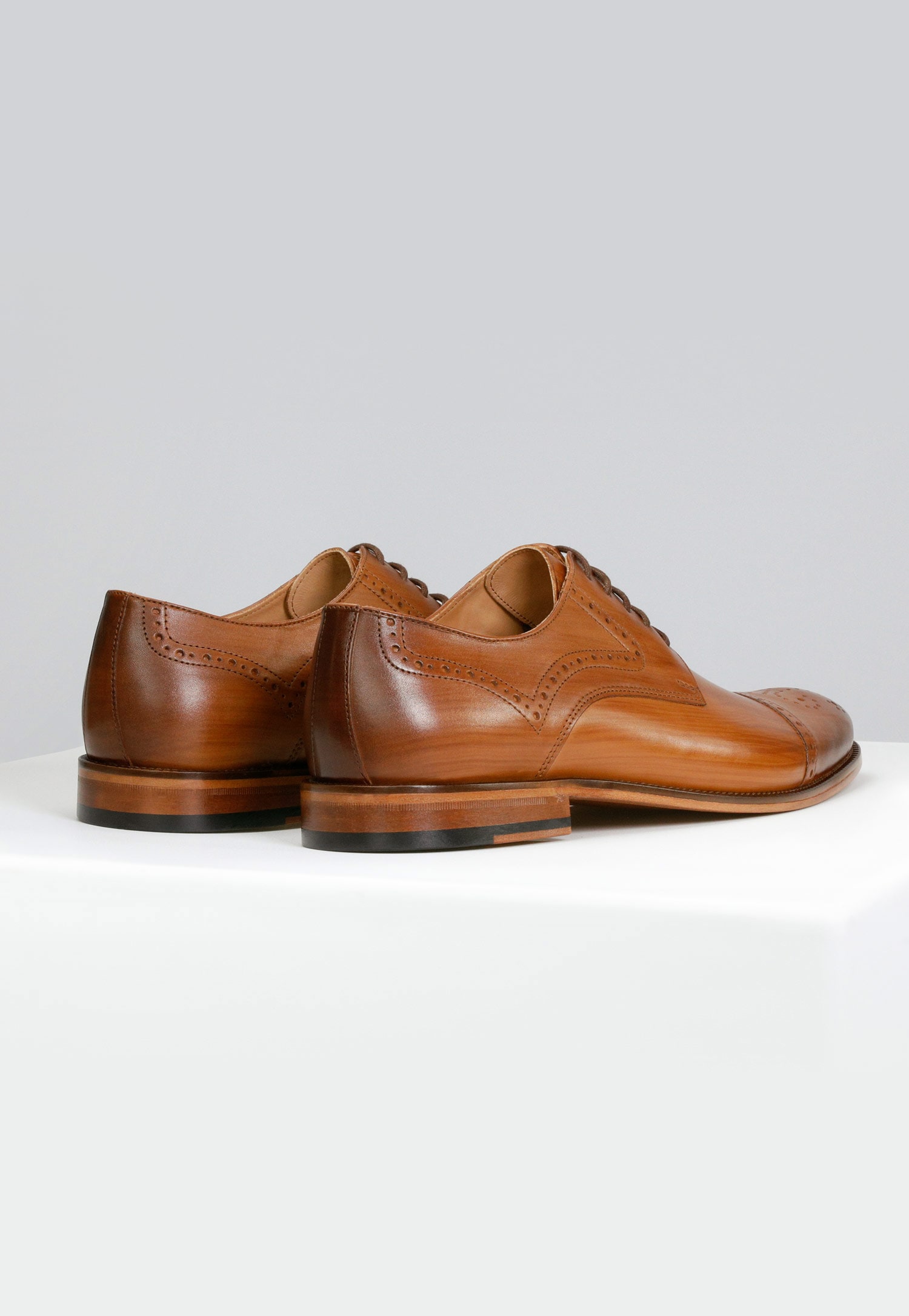 Jasnobrązowe wizytowe półbuty męskie | PREMIUM