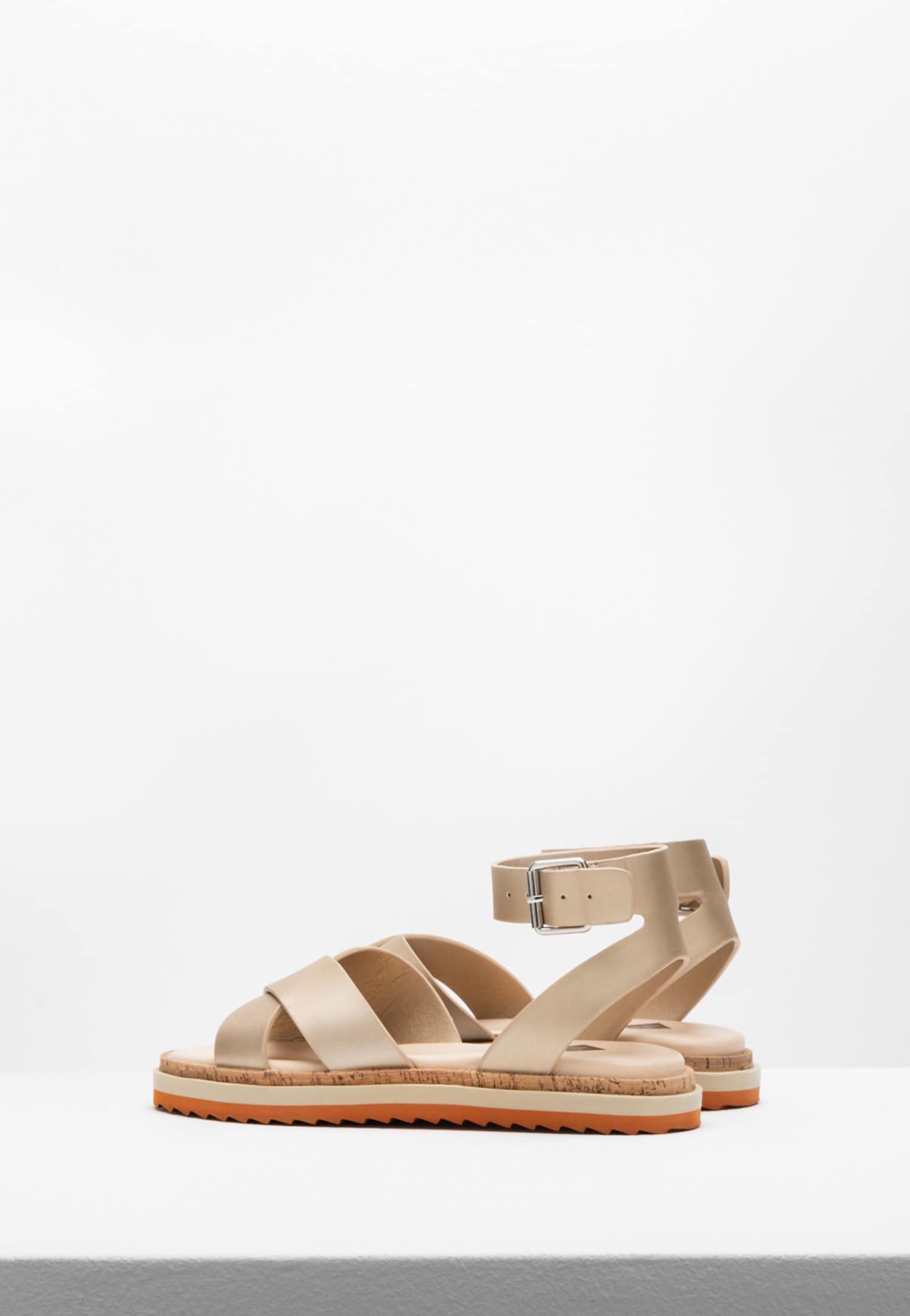 WJS beżowe sandały damskie na płaskiej podeszwie