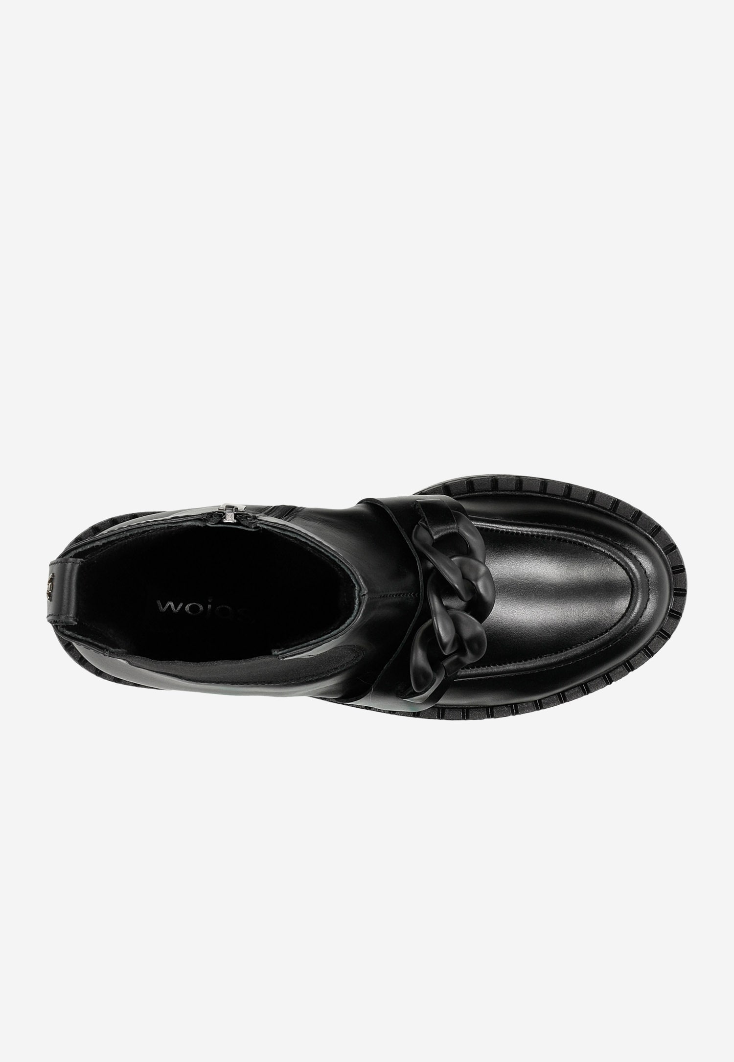 Czarne botki damskie z ozdobami charakterystycznymi dla mokasynów