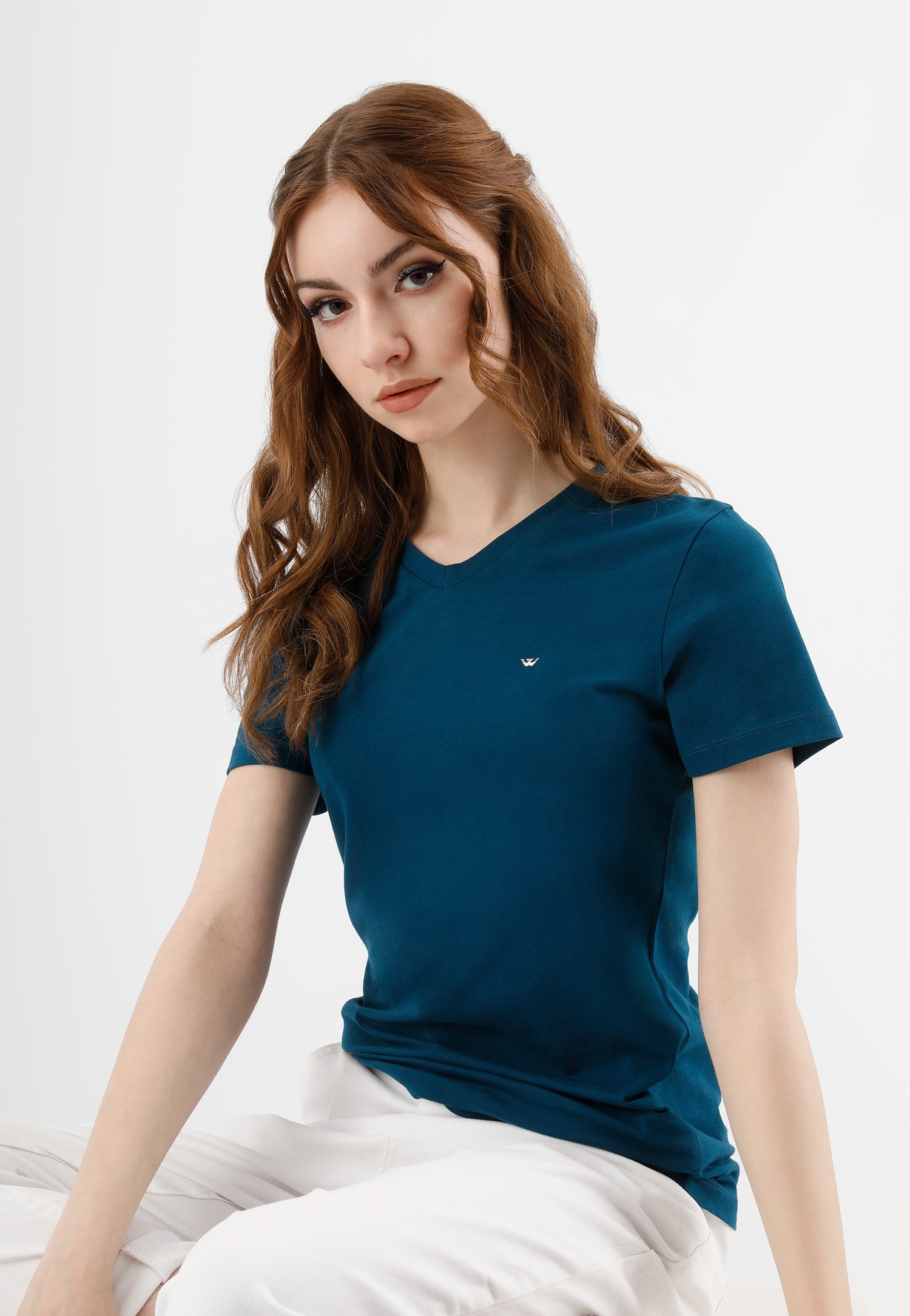 Jasnoniebieska bawełniana koszulka damska