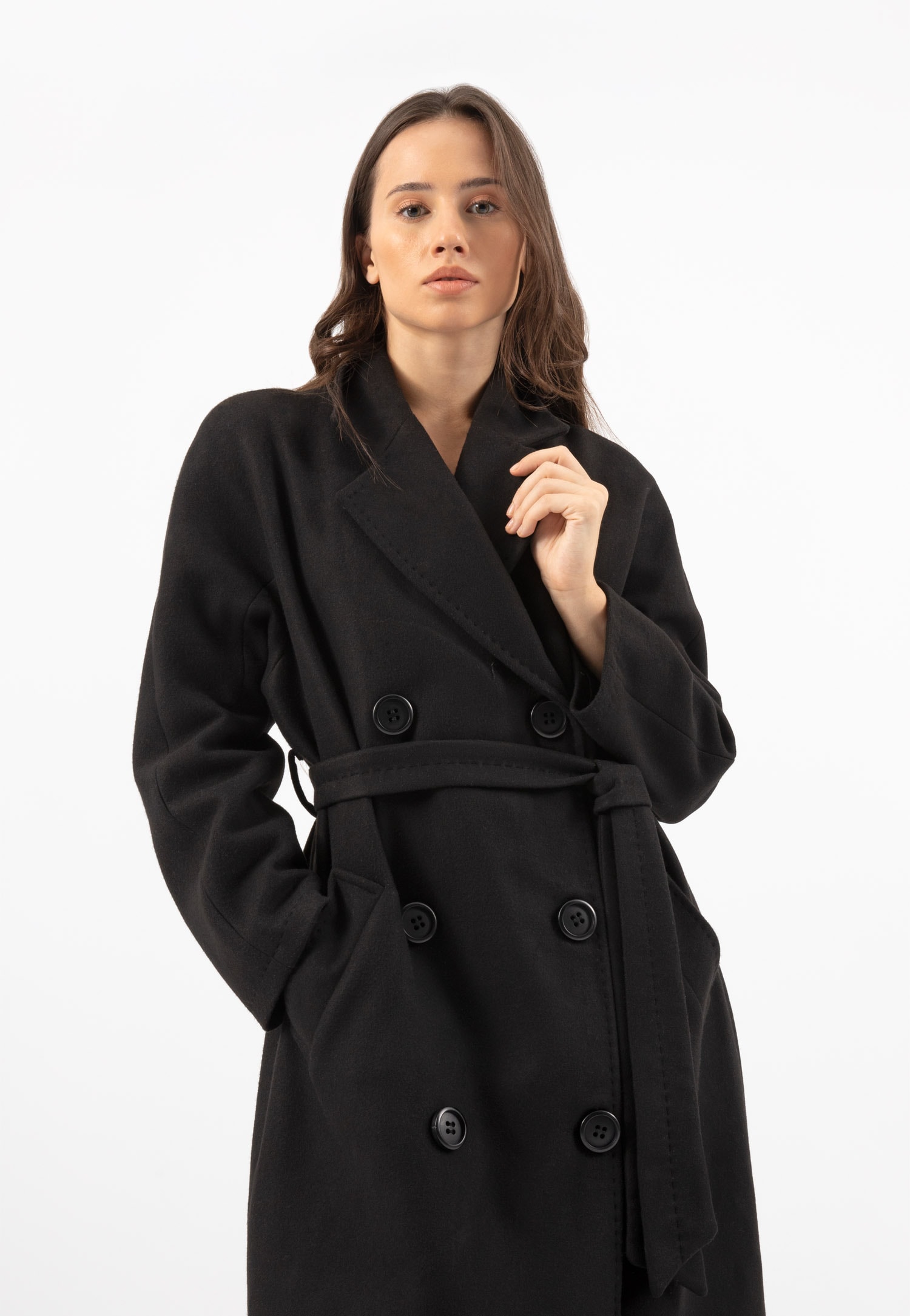 RELAKS płaszcz damski długi w kolorze beżowym