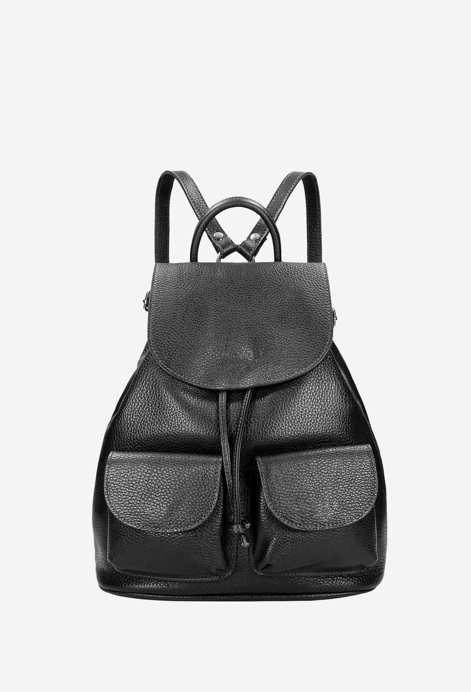 Beżowy plecak damski typu worek ze skóry licowej