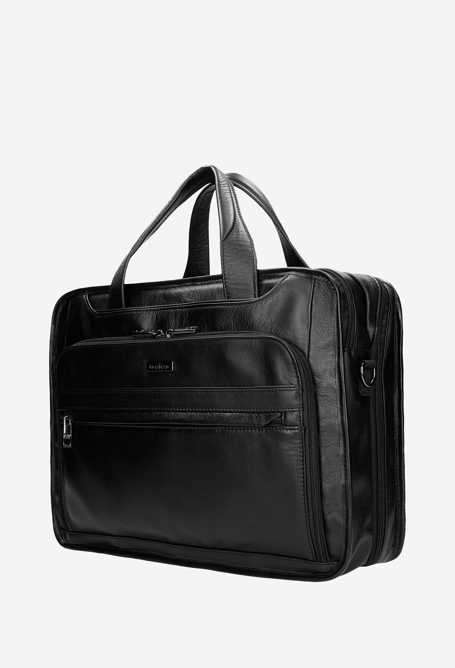 Czarna pojemna torba męska ze skóry licowej