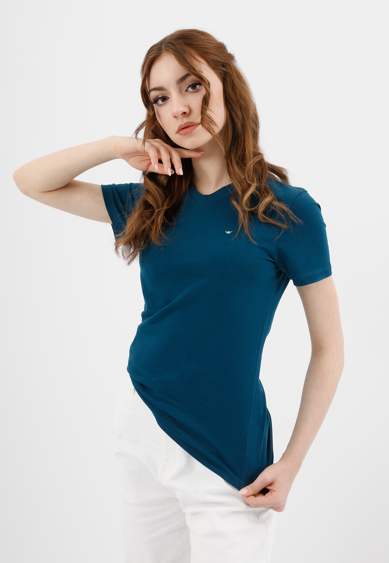 Jasnoniebieska bawełniana koszulka damska