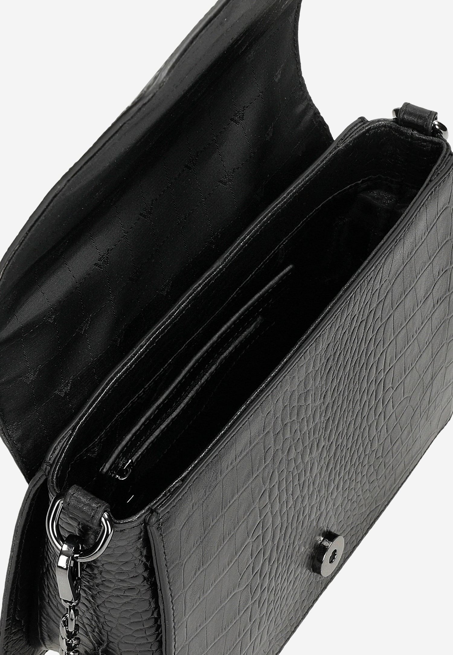 Mała czarna torebka damska z tłoczonej skóry licowej