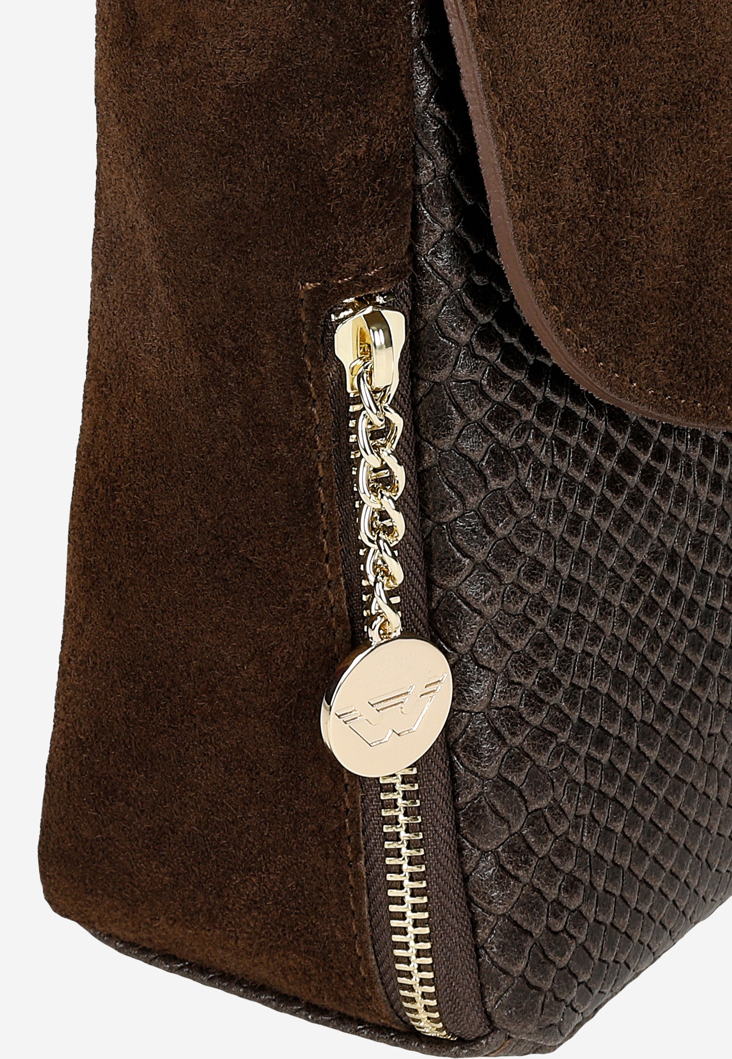 Ciemnobrązowa torebka damska z ciekawą fakturą