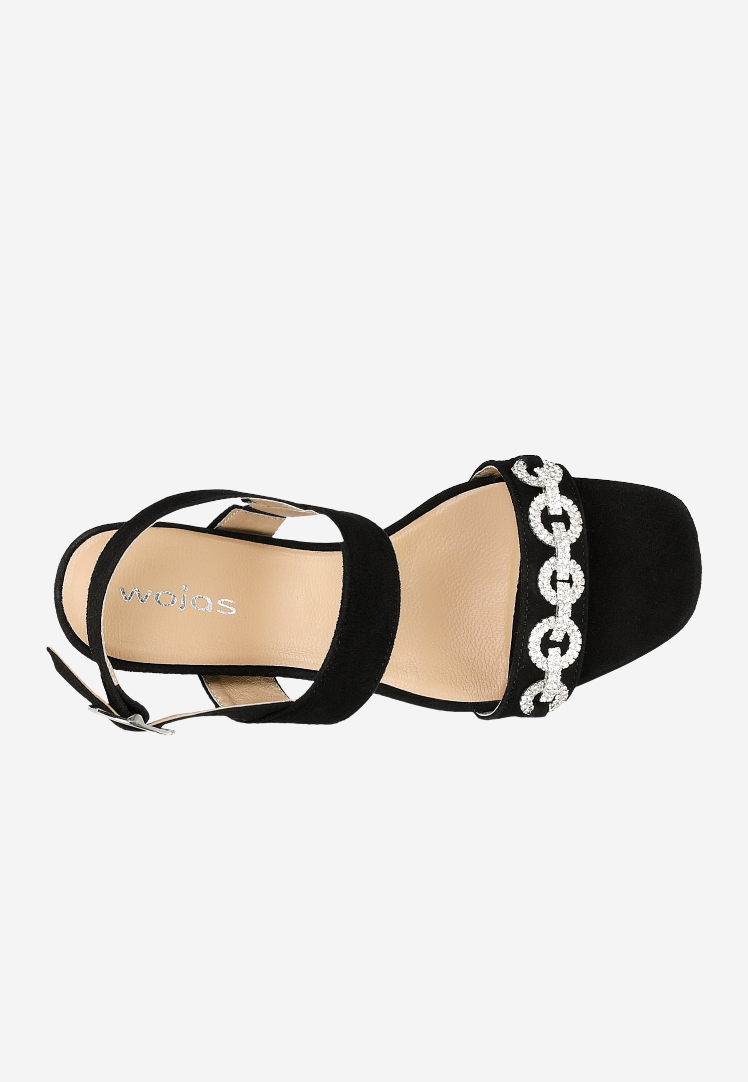Czarne eleganckie sandały z metalową ozdobą