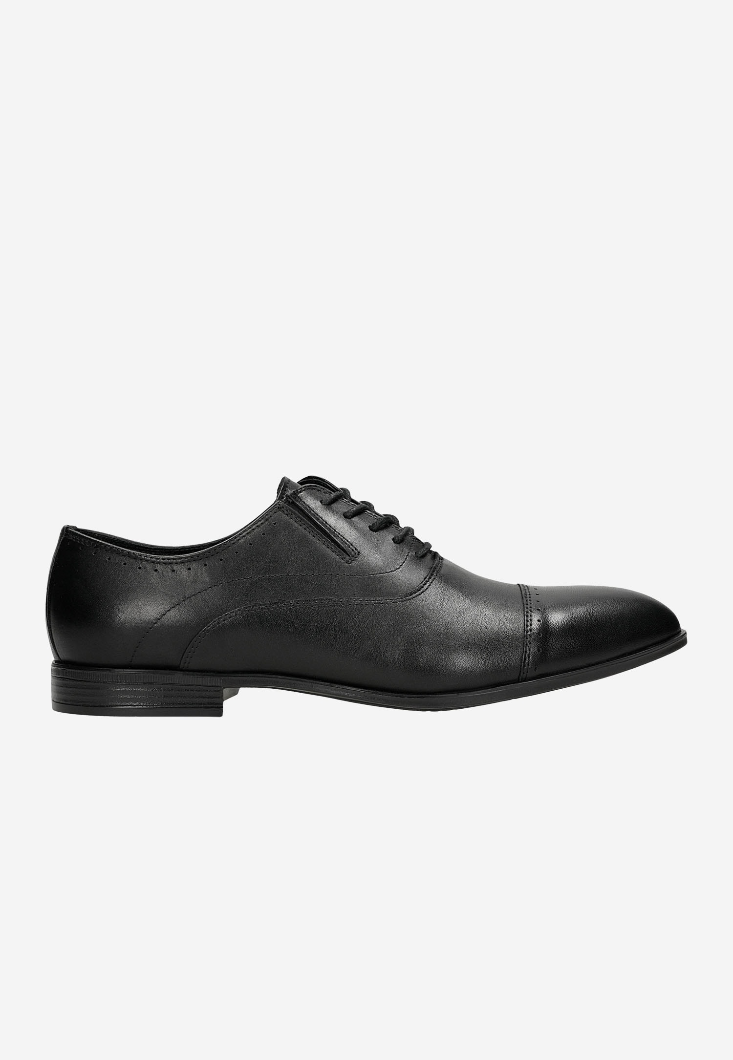 Czarne eleganckie półbuty męskie quarter brogue