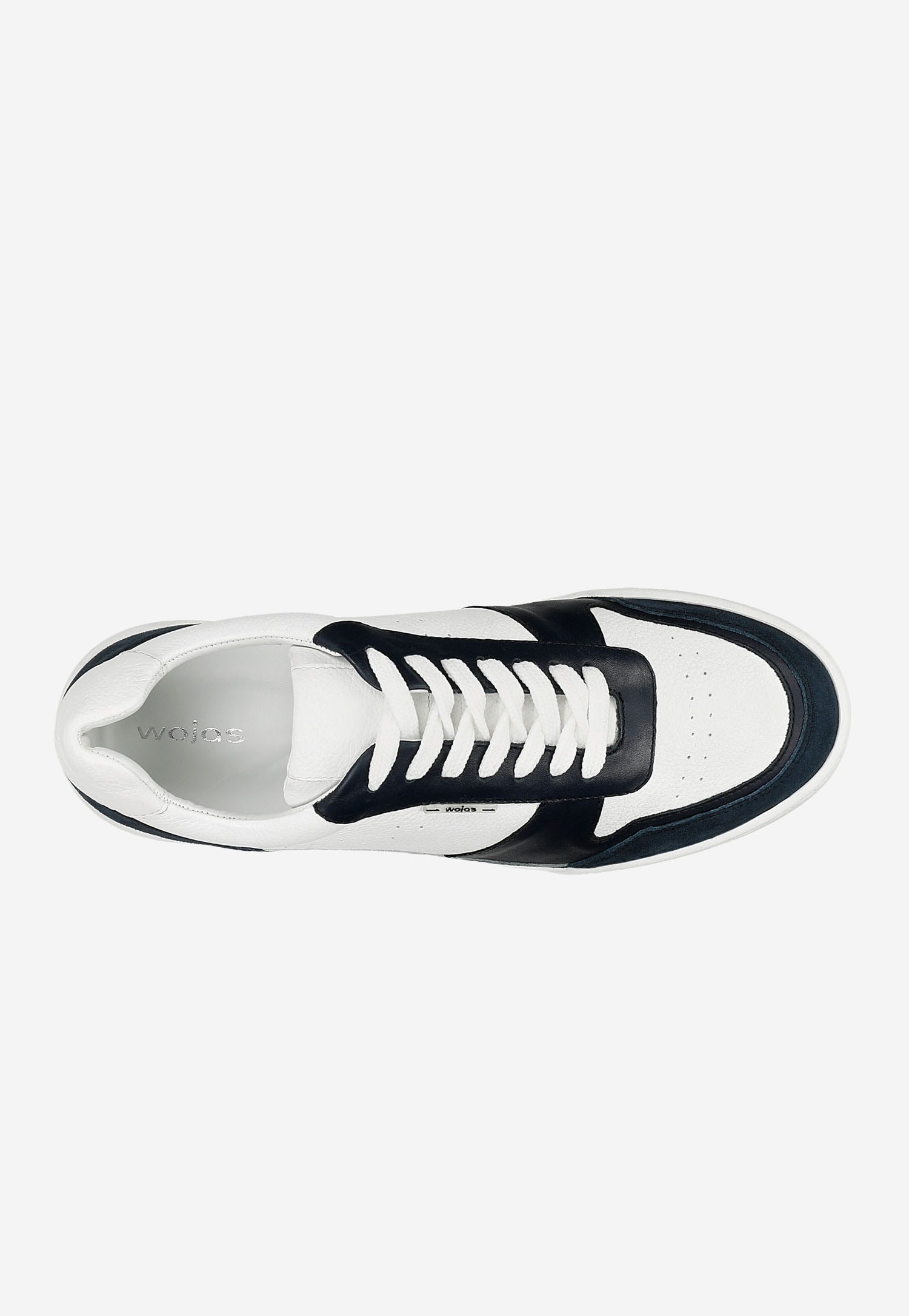 Białe trampki męskie z granatowymi wstawkami