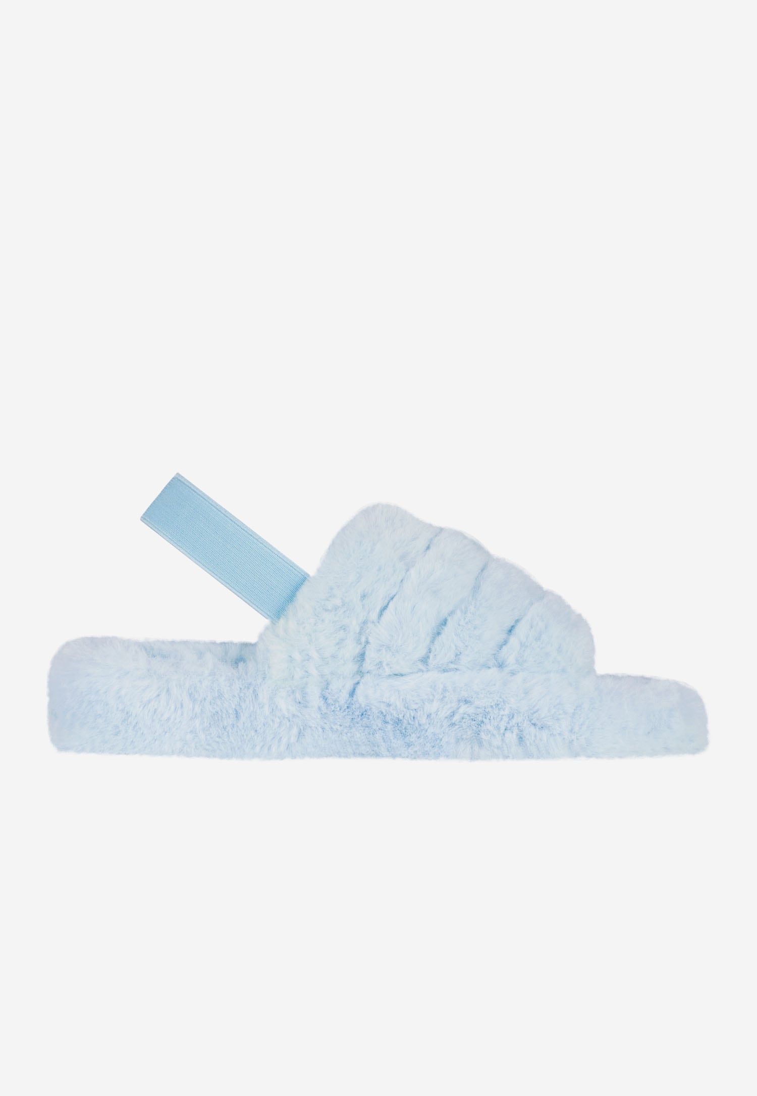 WJS niebieskie kapcie ze sztucznego futra z gumką