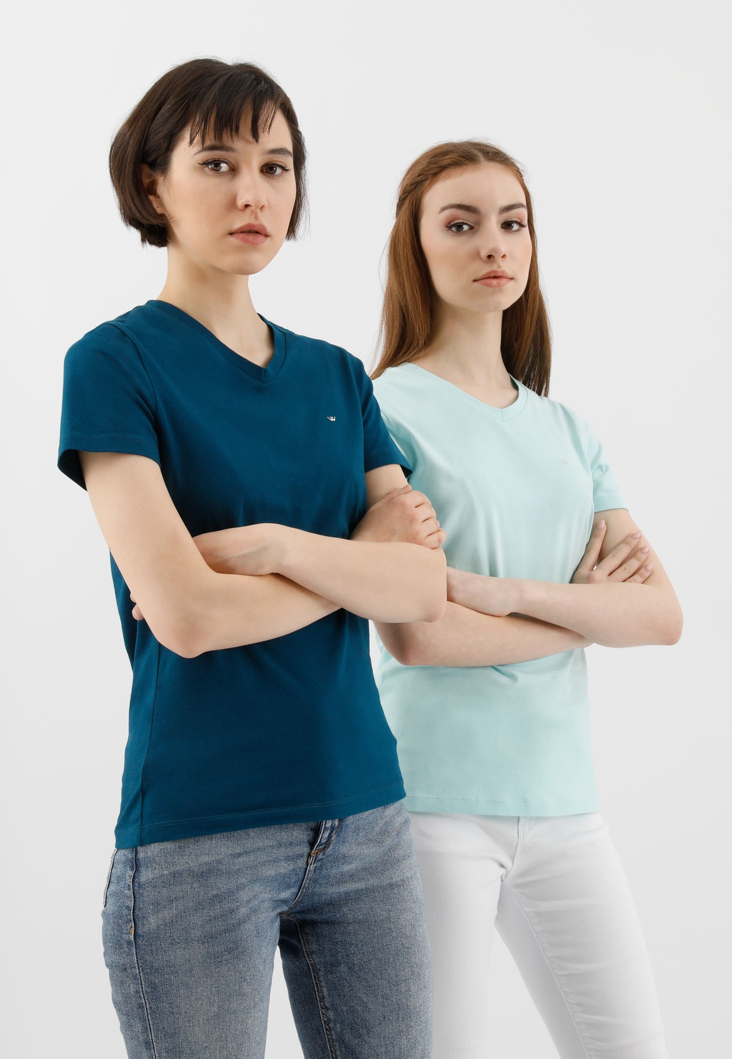 Jasnoniebieska bawełniana koszulka damska