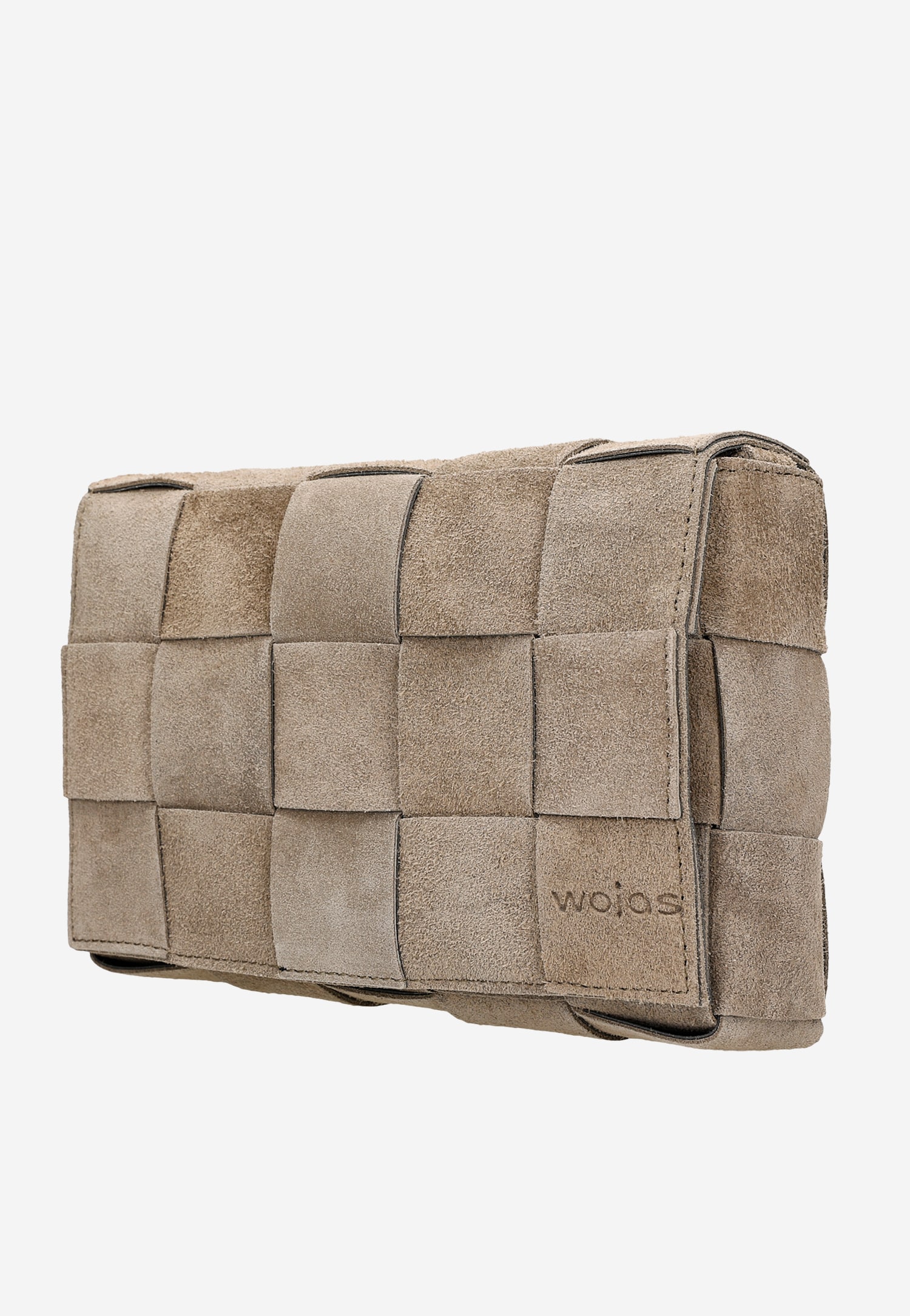 Beżowa przeplatana torebka skórzana