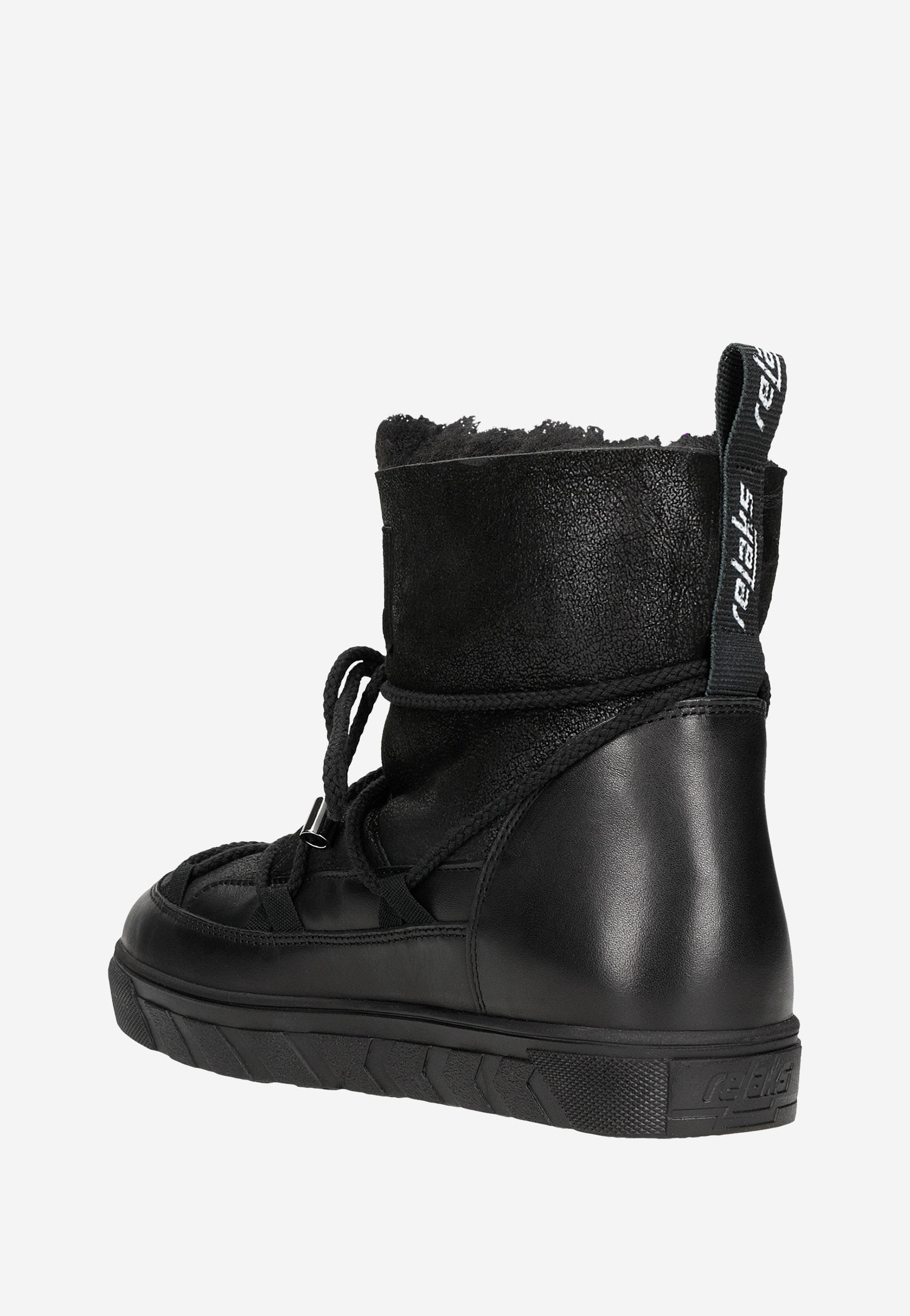 Czarne śniegowce damskie RELAKS z podszewką ze skóry owczej