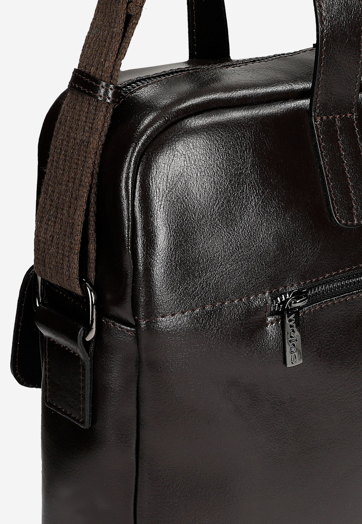 Ciemnobrązowa torba męska skórzana