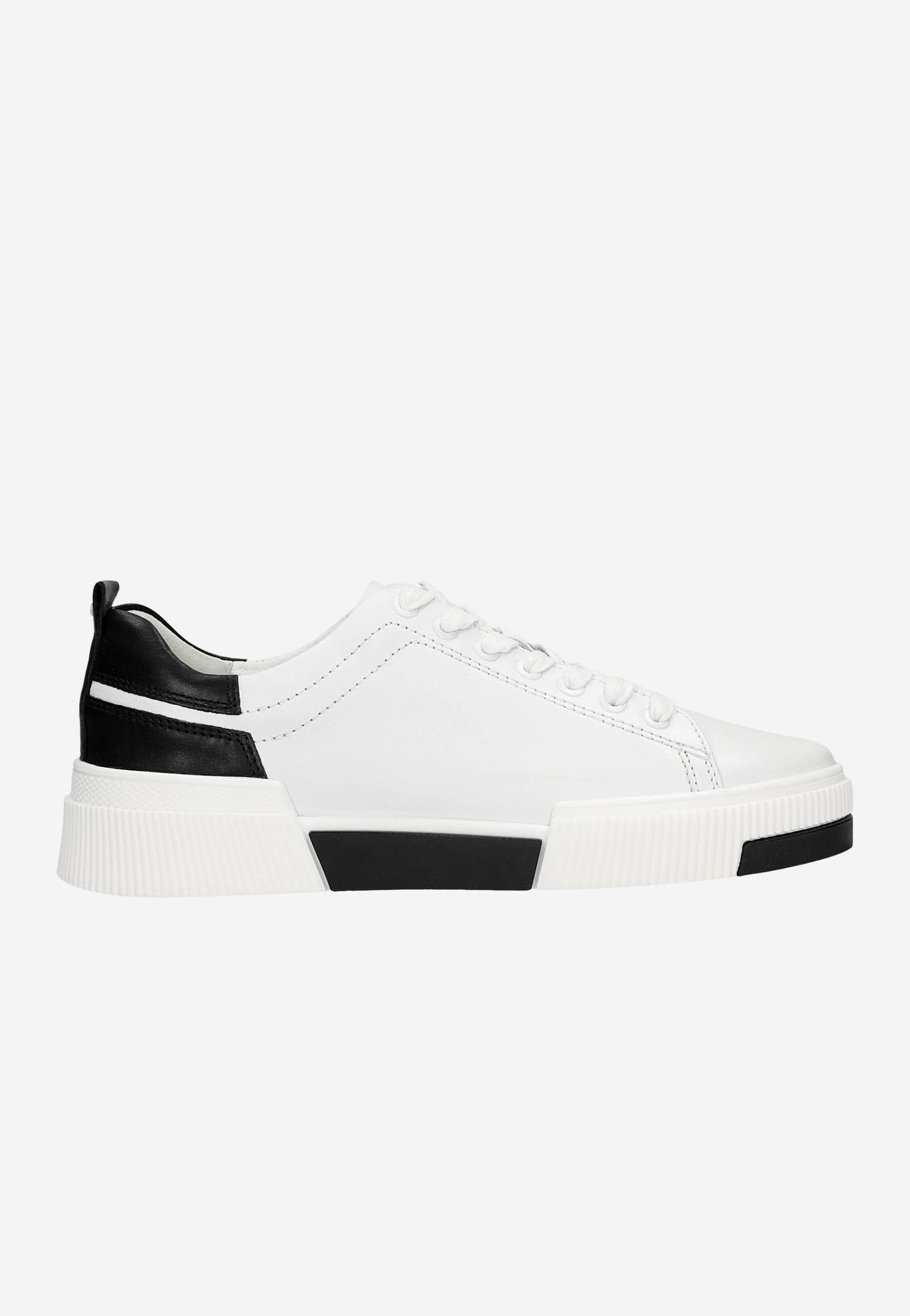 Białe trampki damskie z beżowymi akcentami