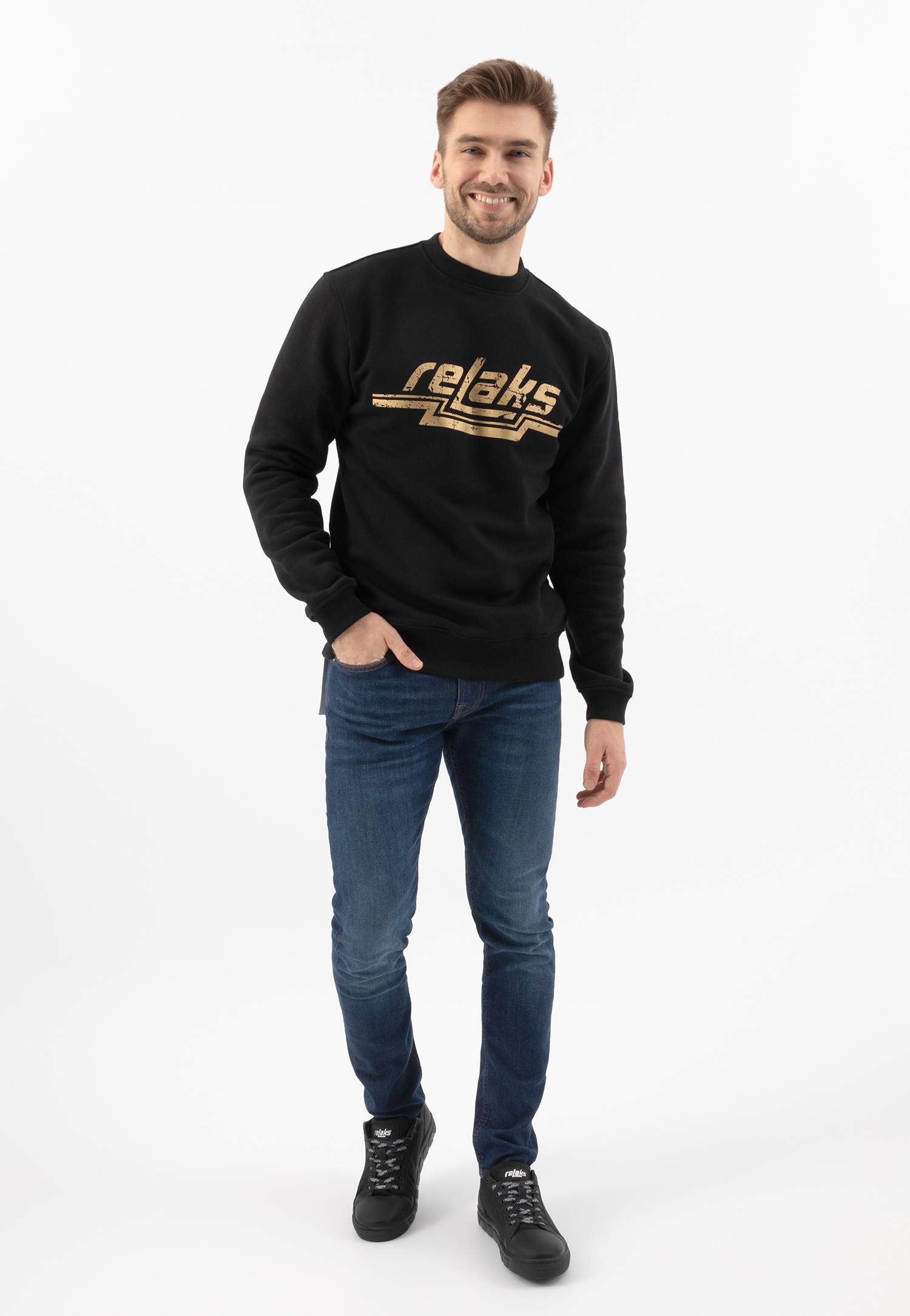 RELAKS czarne casualowe trampki męskie