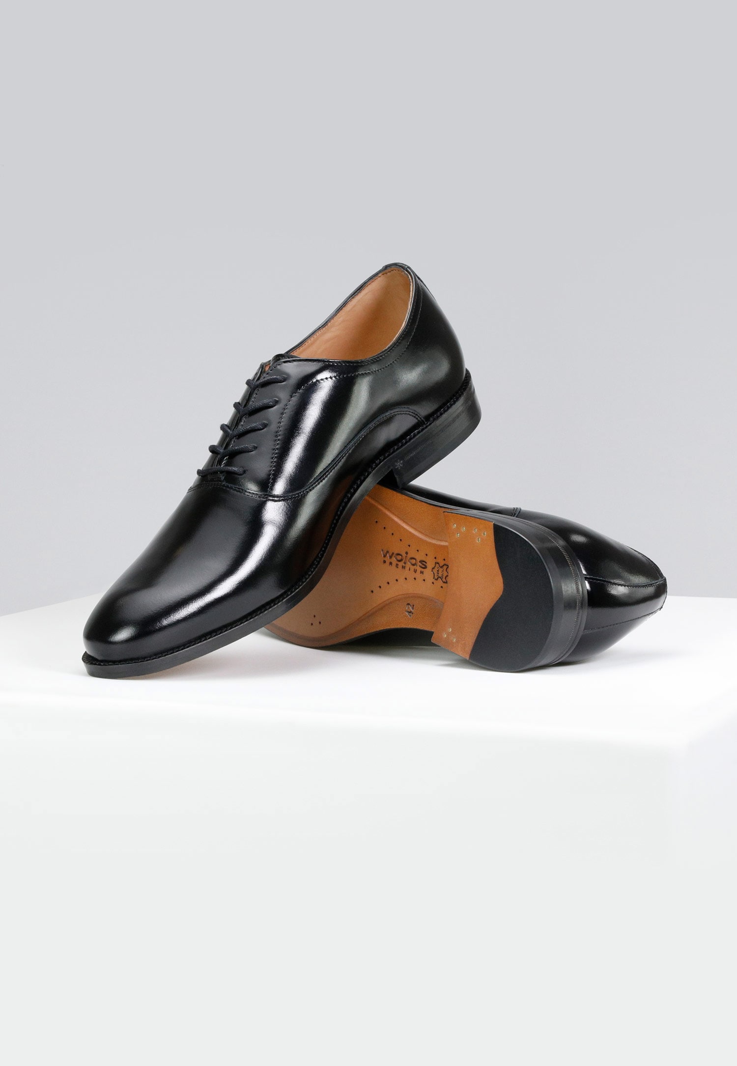 Wizytowe półbuty męskie w kolorze czarnym - linia PREMIUM