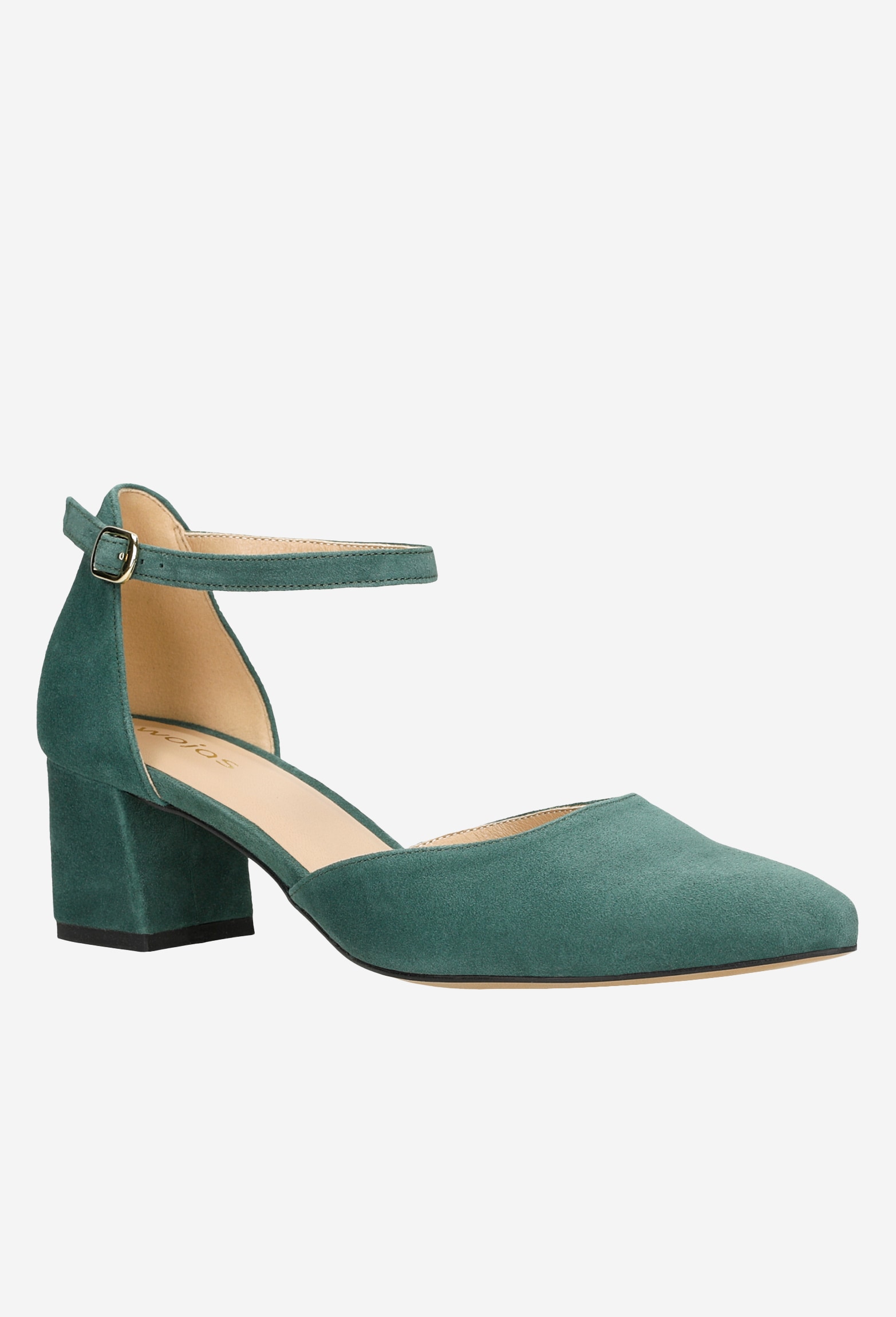 Zielone czółenka damskie z zapięciem wokół kostki