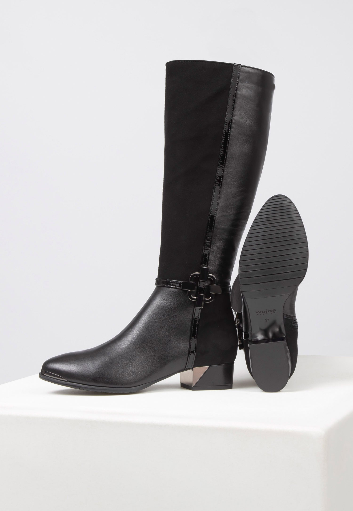 Czarne kozaki damskie PREMIUM z cholewką do kolana