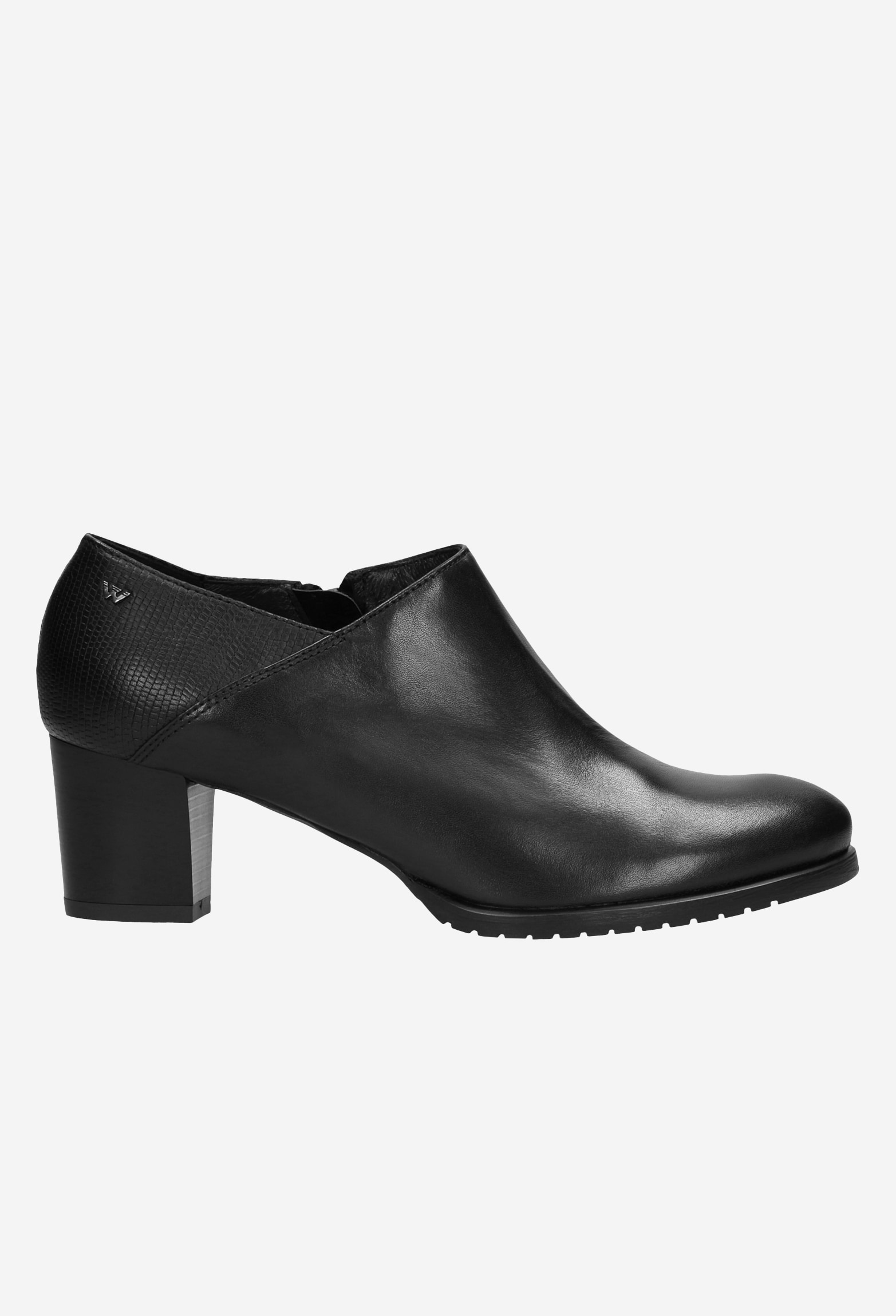 Czarne półbuty damskie na niskim słupku