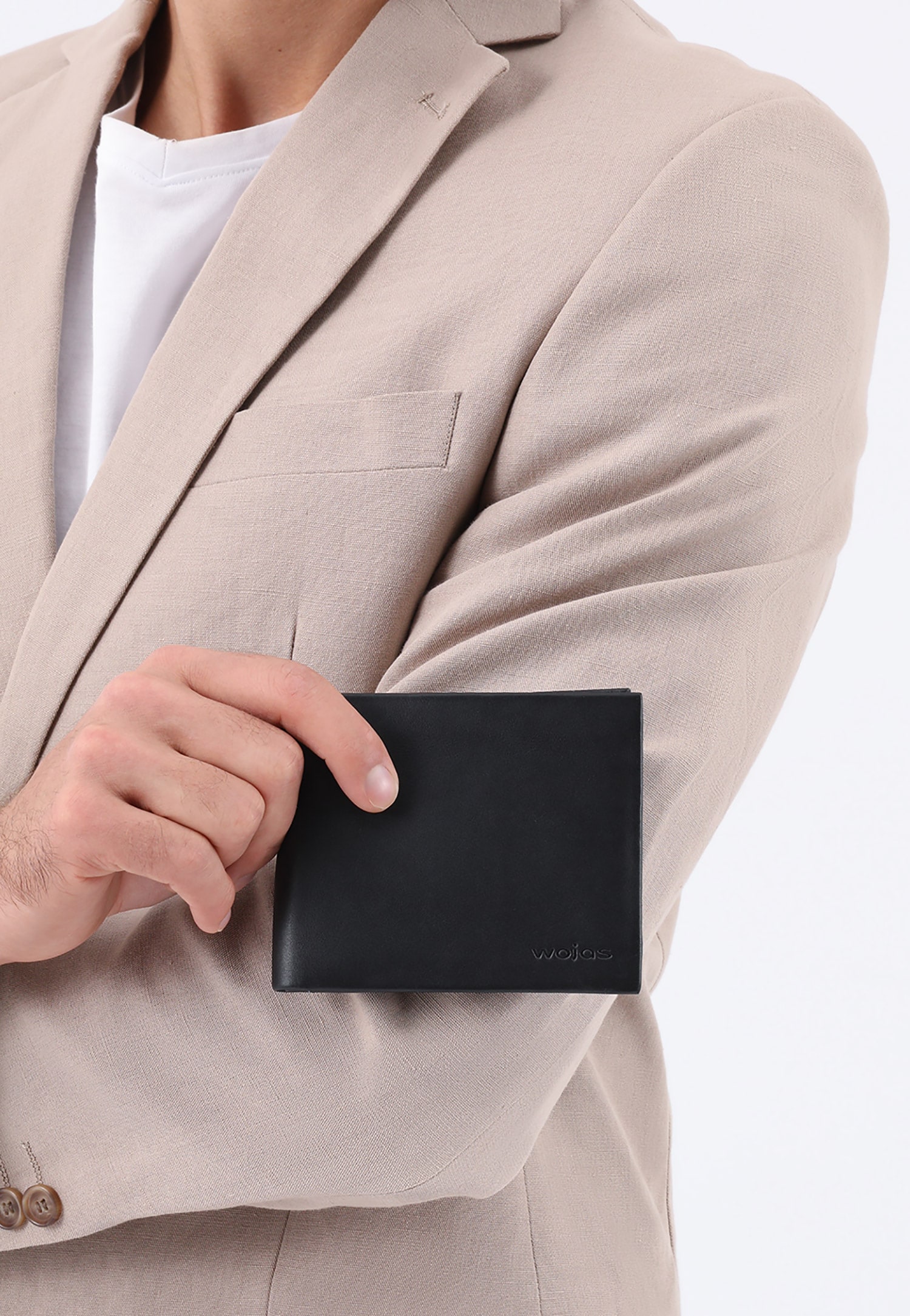 Czarny skórzany portfel męski poziomy