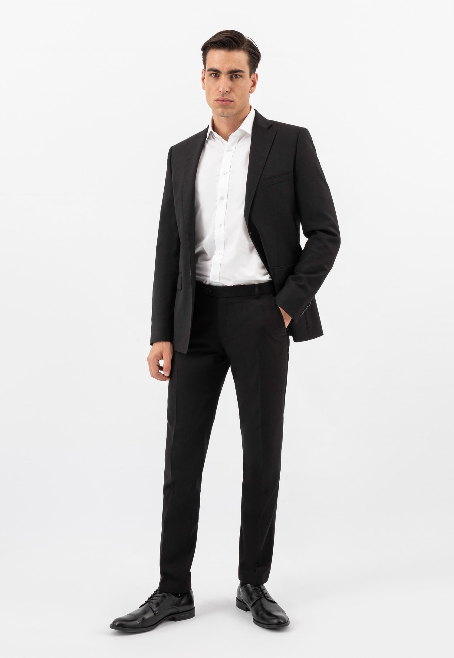 Czarne eleganckie półbuty męskie quarter brogues