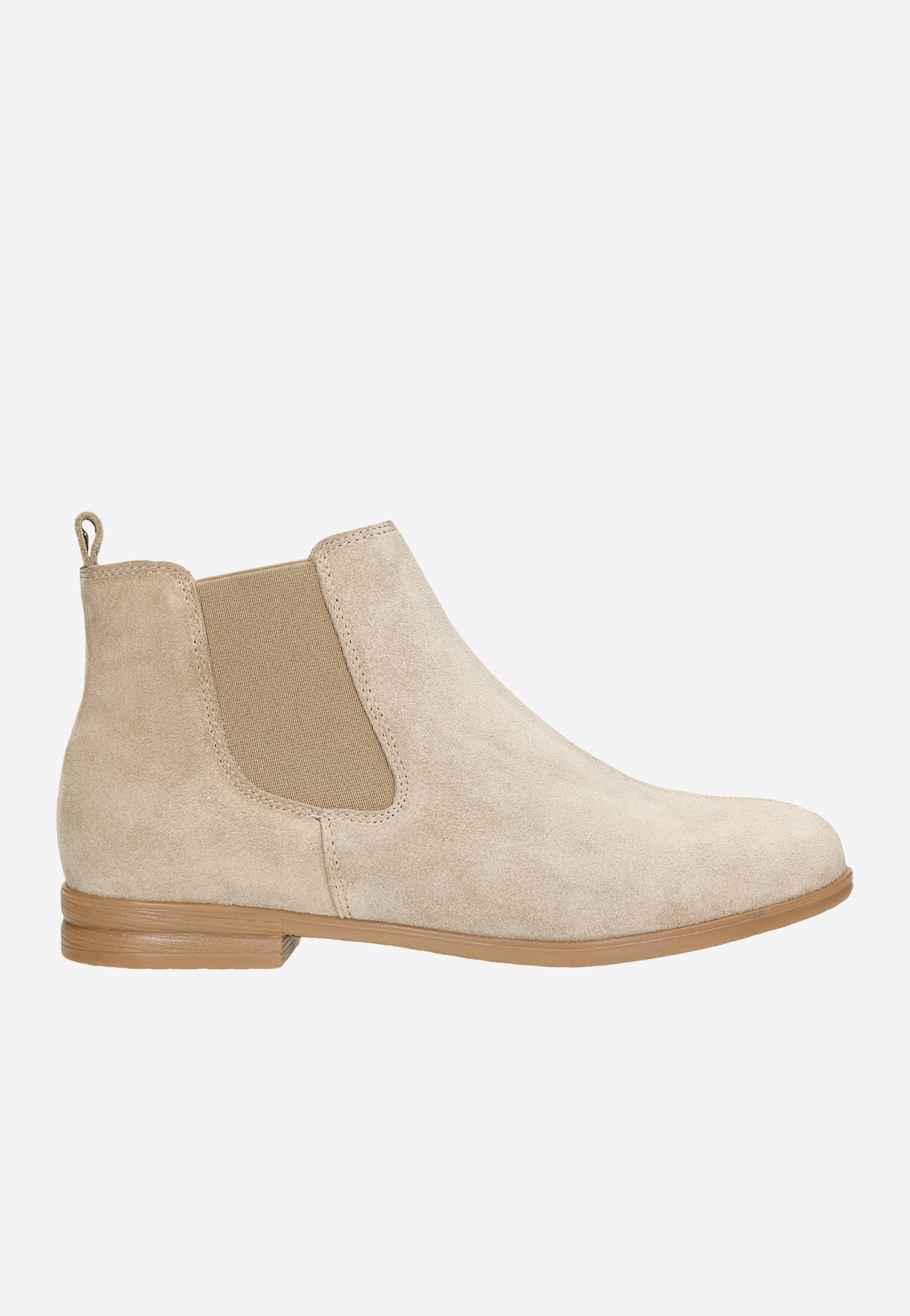 Beżowe sztyblety damskie z dwoiny welurowej