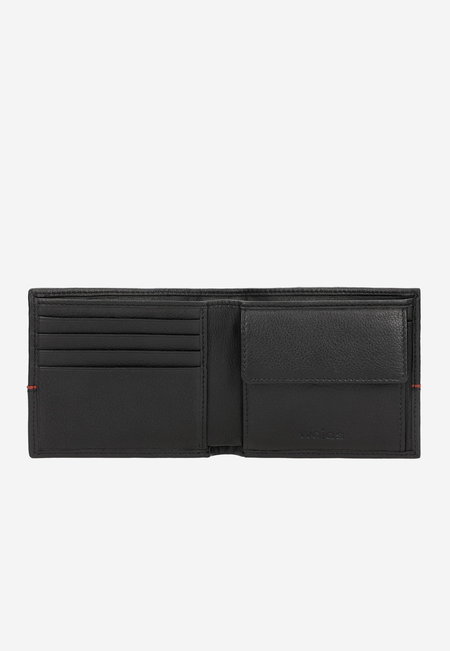 Czarny portfel męski z czerwonym paskiem