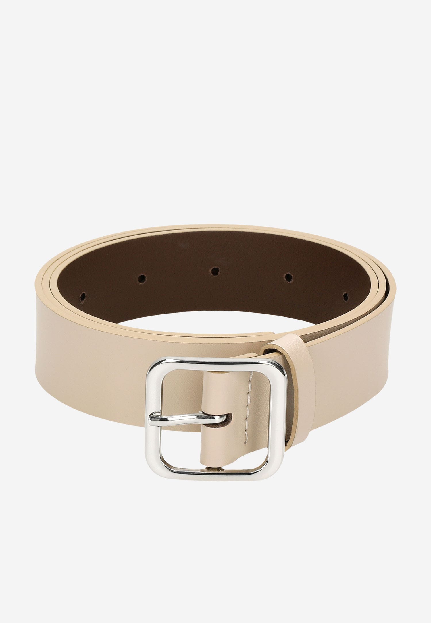 Jasnobrązowy pasek damski ze skóry licowej ze złotą klamrą