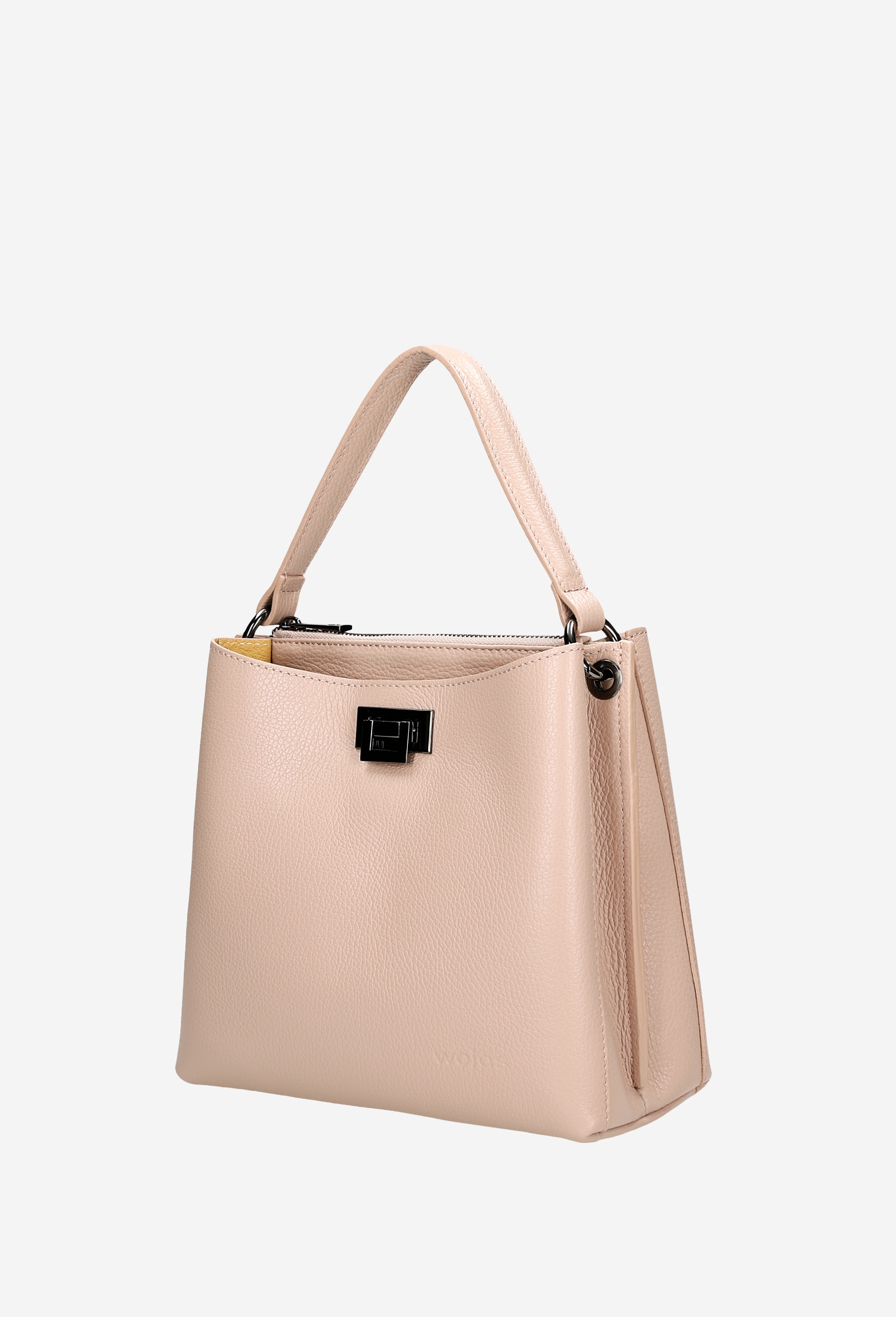 Duża ciemnobrązowa torebka damska kuferek z tłoczeniem